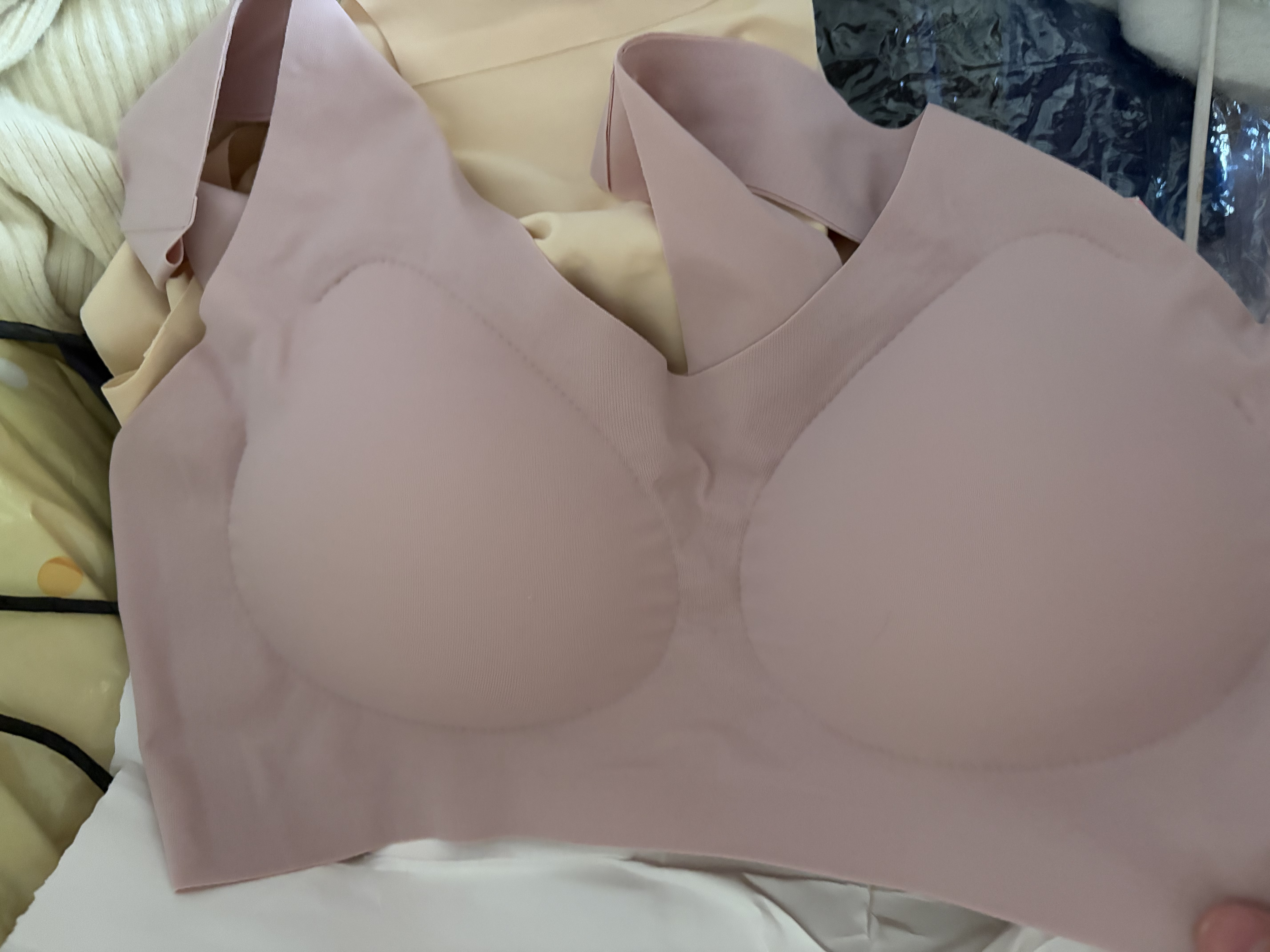 莫代尔2件装无痕内衣女固定乳胶杯无钢圈聚拢运动内衣背心粉底液胸罩薄 实拍图