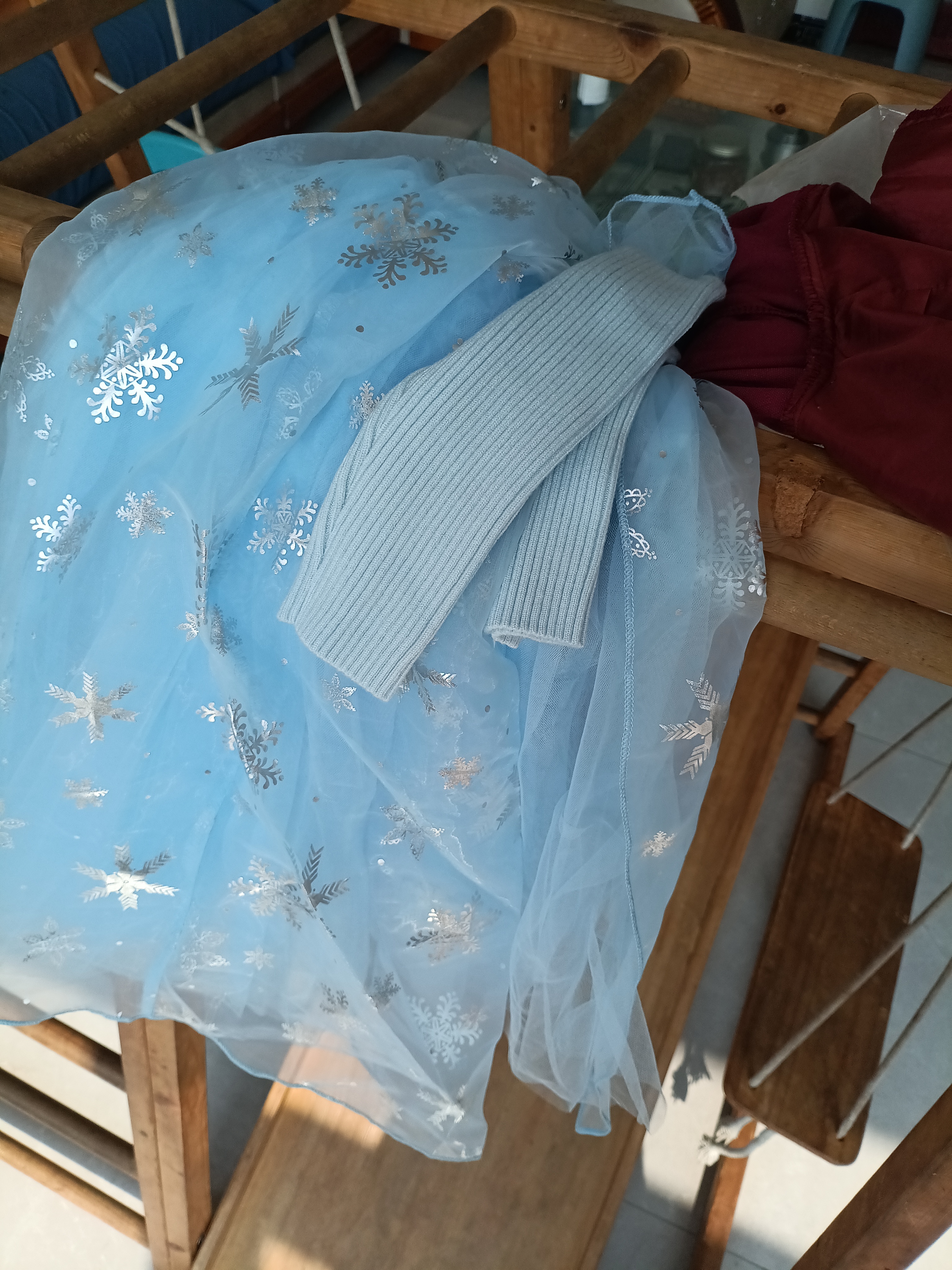 忆爱儿童艾莎公主裙夏季新款网纱裙子表演女童连衣裙儿童礼服裙子 毛衣蓝 110 （建议身高100-110cm） 实拍图