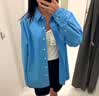 优衣库全棉衬衫/长袖女装衬衣休闲通勤外套新款482828 491294 491294/63天蓝色 L 实拍图