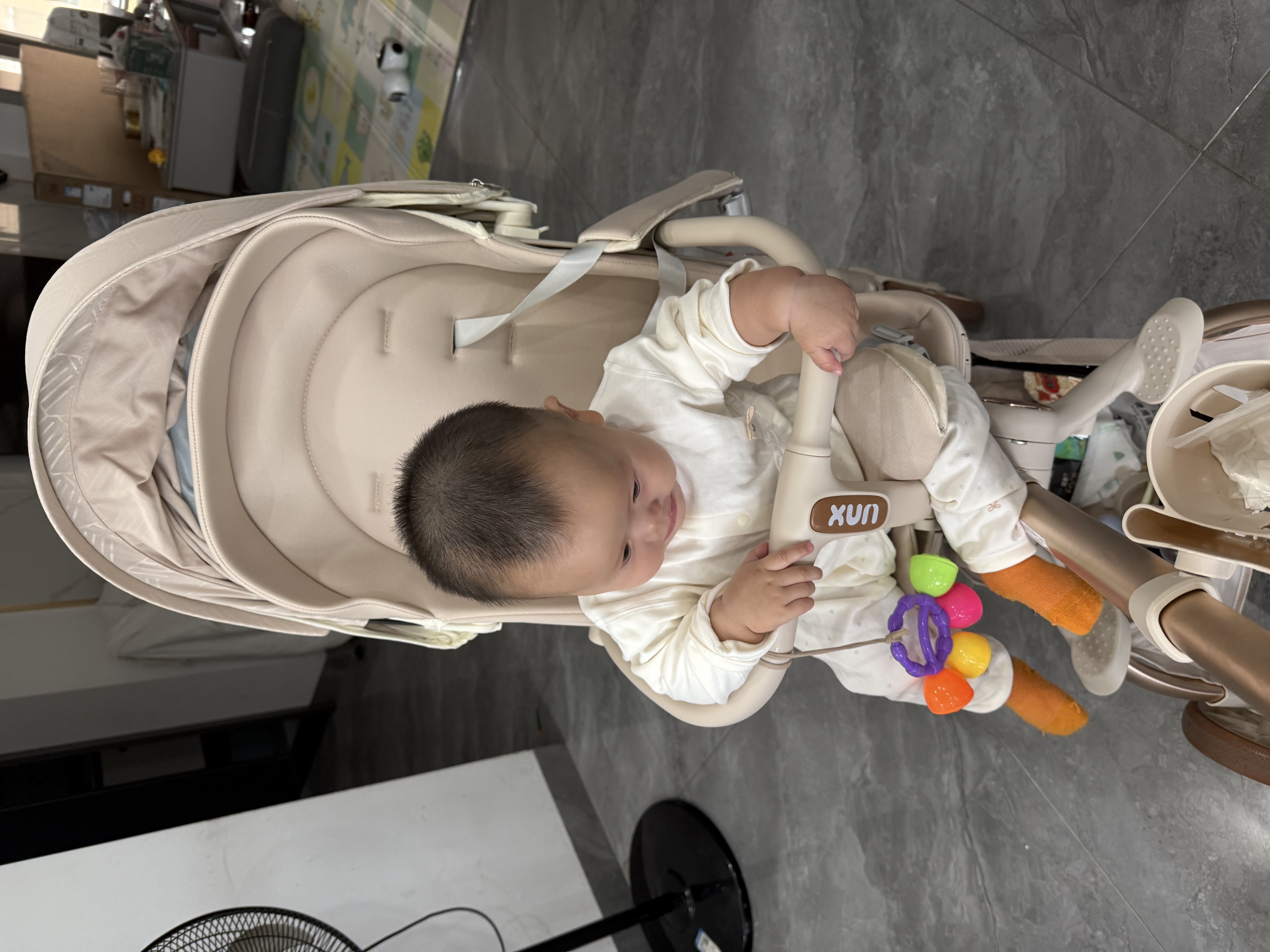XUM婴儿车婴儿推车0-6岁用折叠可坐可躺带减震遛娃神器双向溜娃车 六重减震|加高防护|全棚 卡其色 实拍图