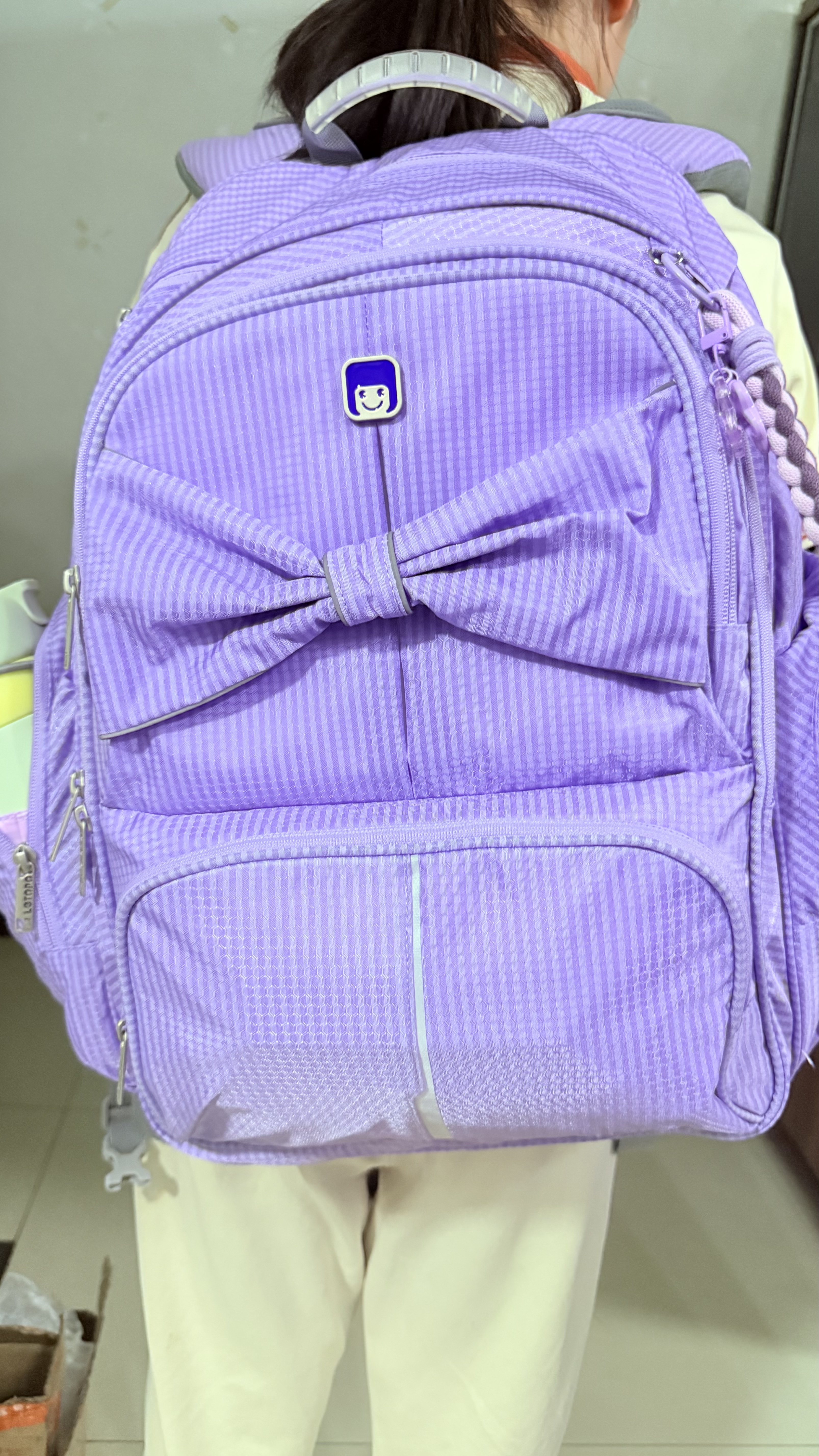 乐同护脊书包小学生6年级初中高中儿童书包蝴蝶结大童芋紫 实拍图