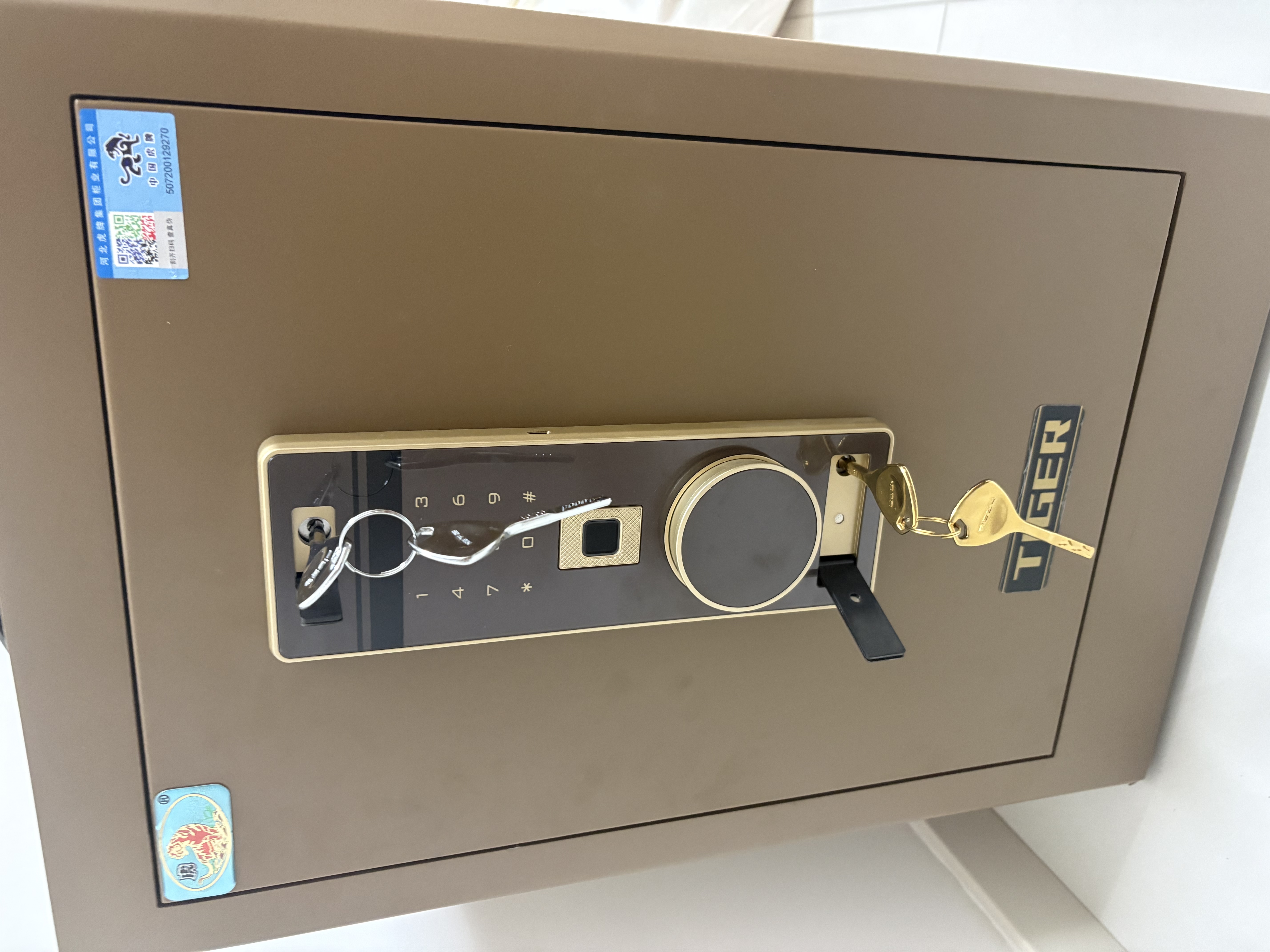 虎牌保险柜家用小型指纹密码WiFi保险箱办公全钢防盗可入墙 60咖啡色 驭尚系列（触控密码+TOUCH指纹识别） 实拍图