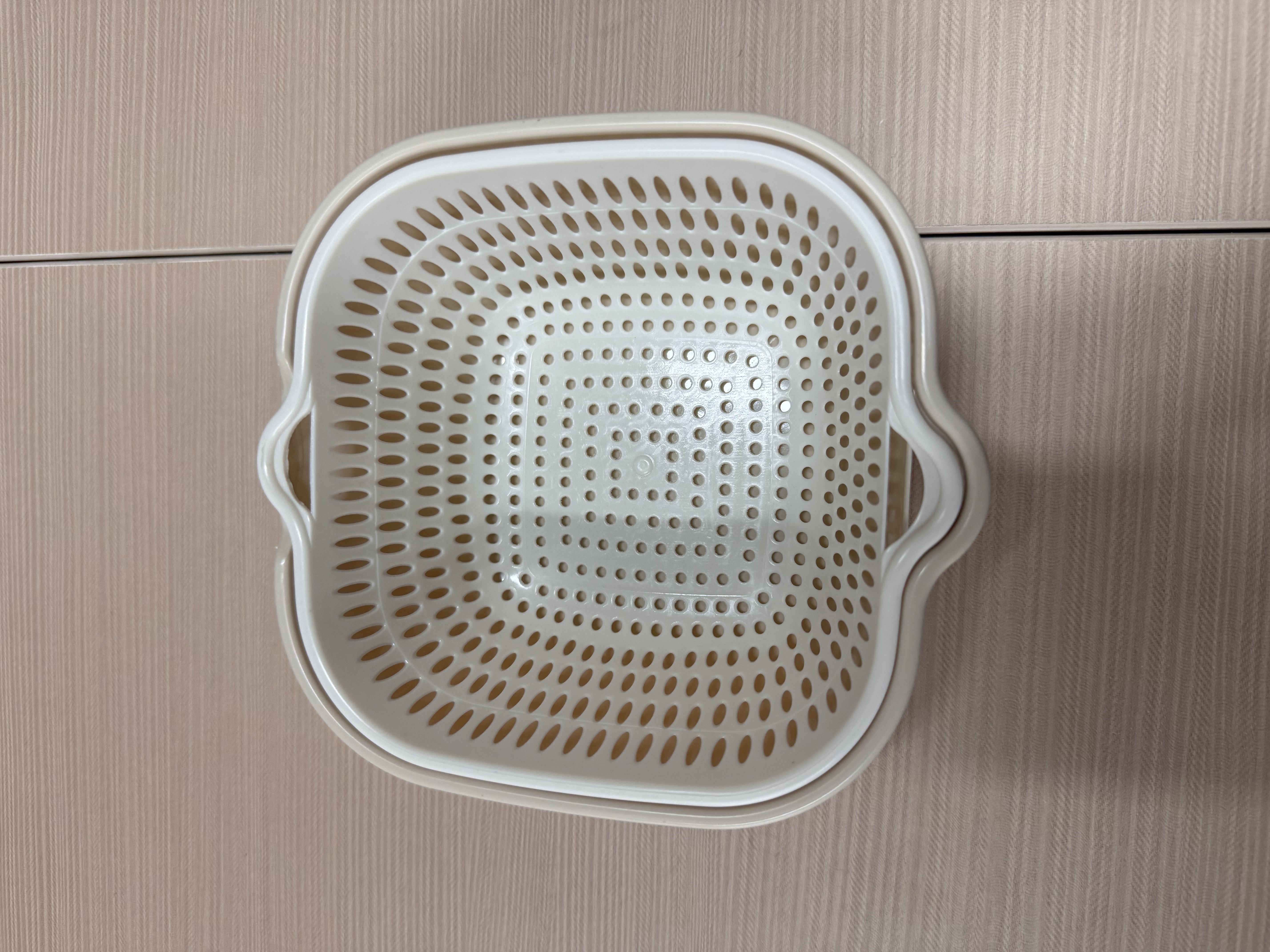 双层洗菜盆沥水篮水果盘吐骨碟客厅家用厨房洗水果篮子 圆角小号灰白【沥水网+盆】 实拍图
