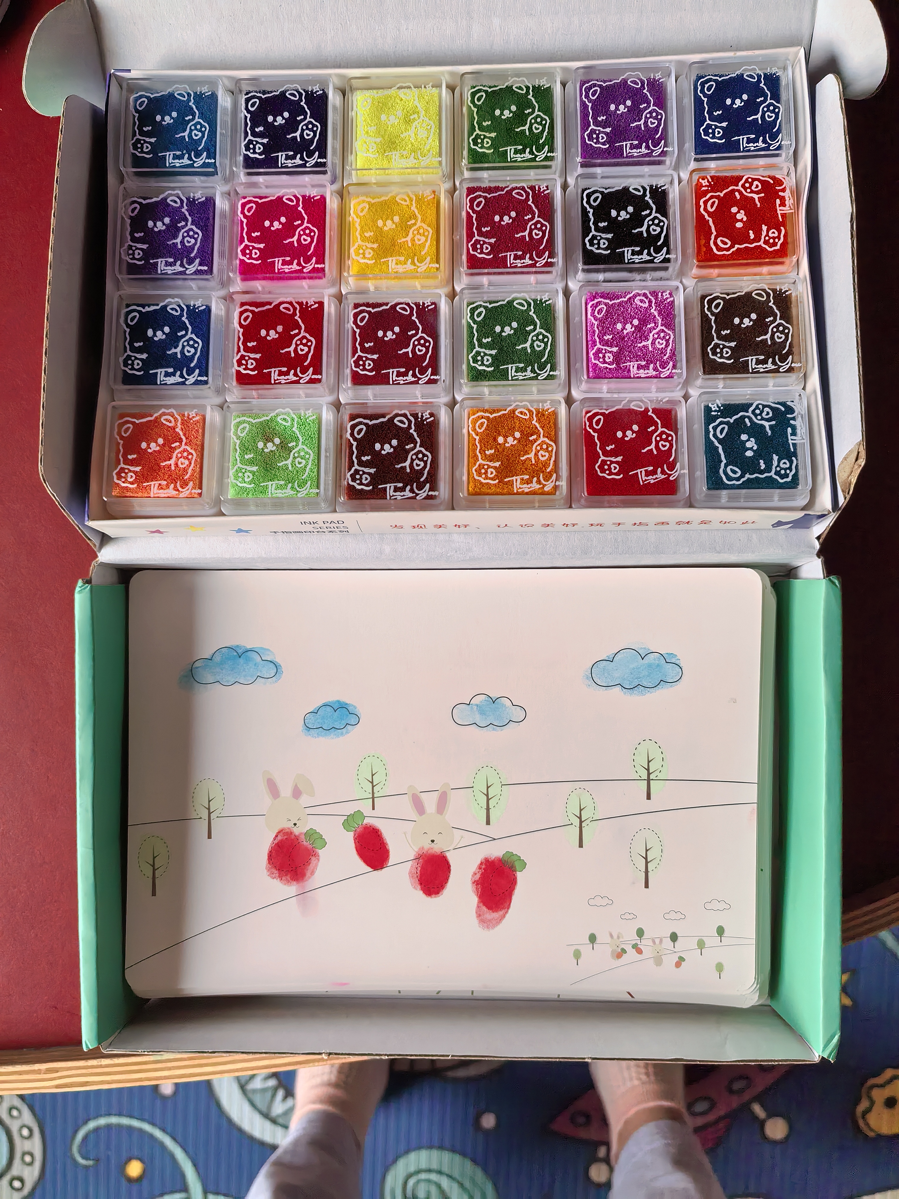 奕思瑞手指画儿童颜料可水洗24色指印画卡涂色绘画本1-3岁玩具生日礼物 实拍图