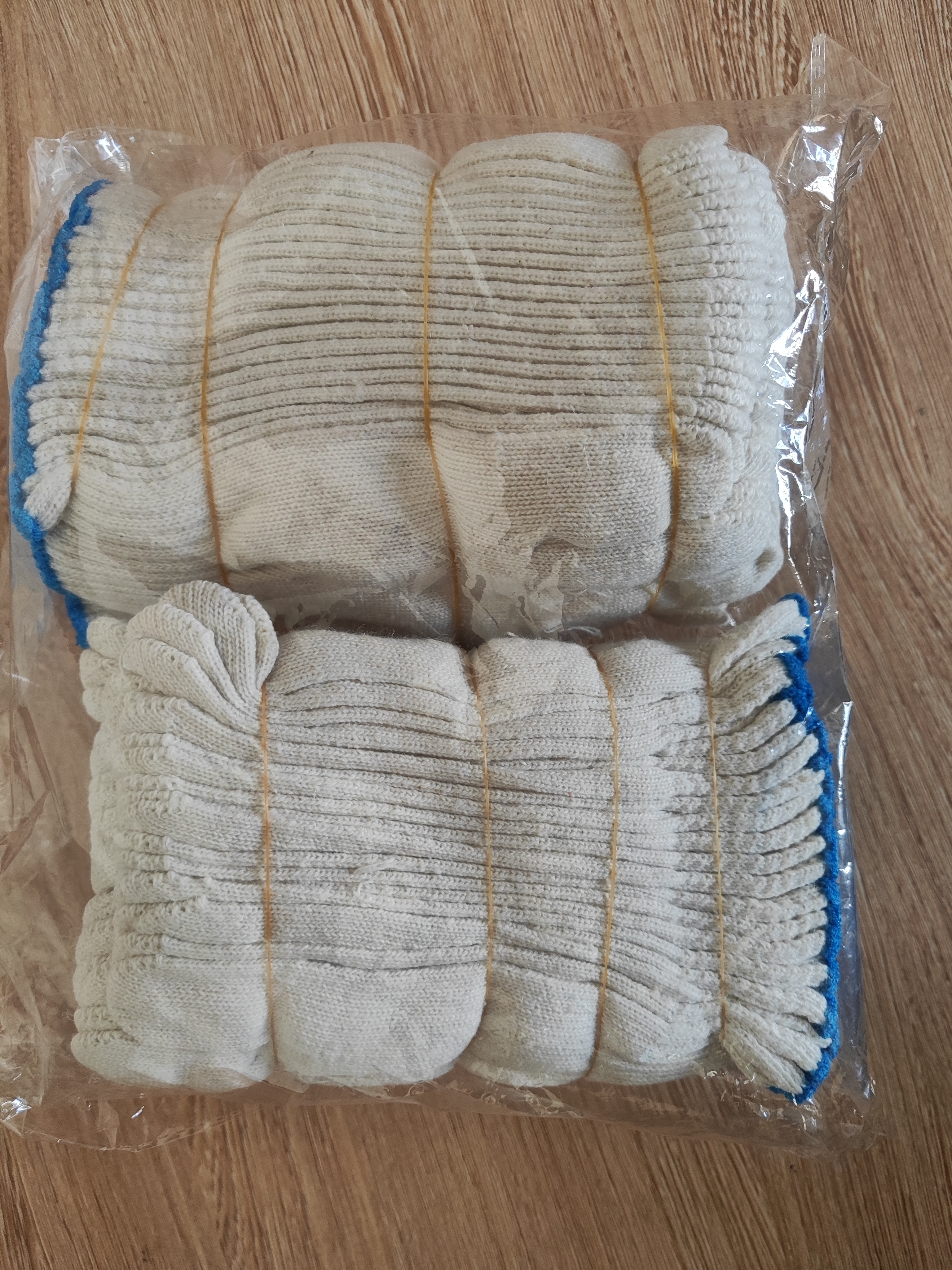 晟防手套劳保耐磨工作防滑棉加厚白棉纱棉线工地手套500蓝边20双 实拍图