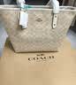蔻驰（COACH）奥莱女士女包经典标志CITY拉链托特包单肩手提包礼物city30秋季 沙黄色/粉笔白色（新版） 实拍图