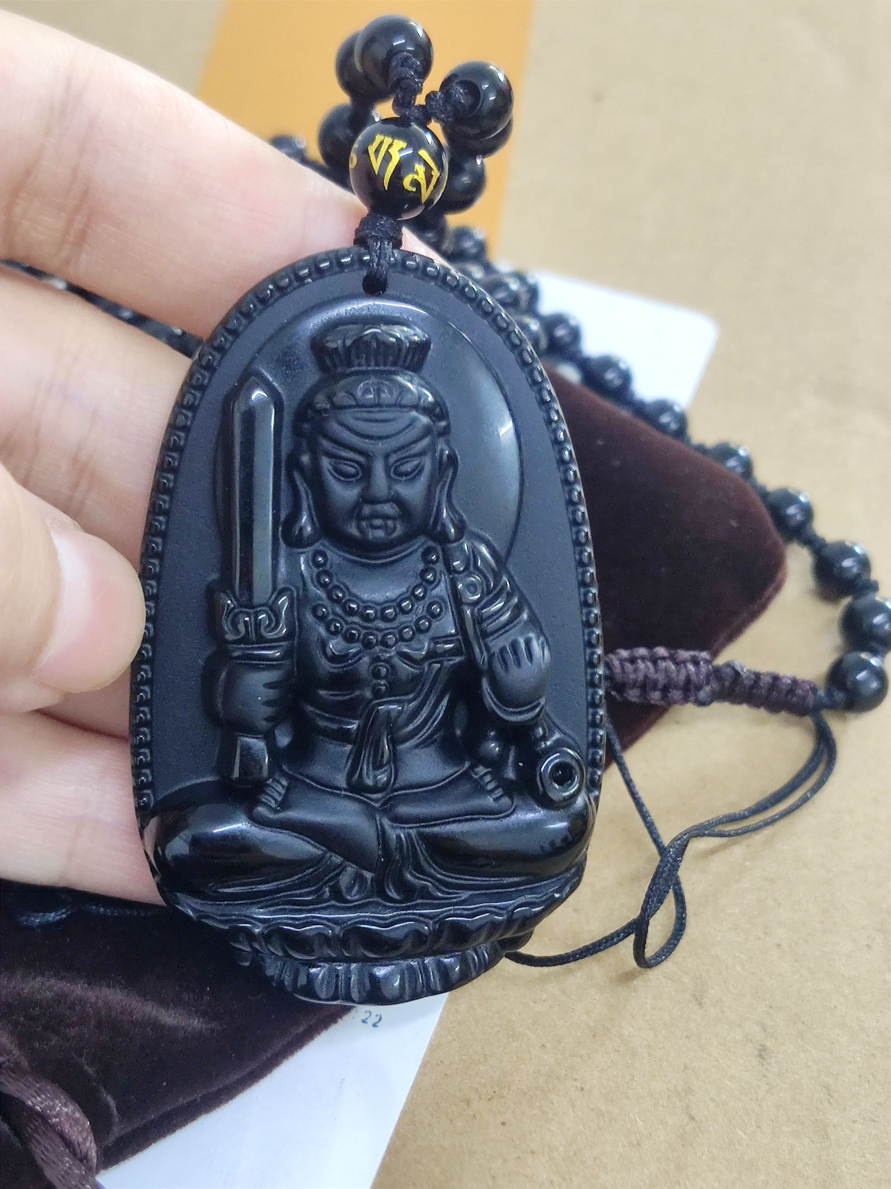 石玥珠宝乌金天然黑曜石本命佛吊坠属鸡不动明王佛平安护身符挂件男女士款 实拍图