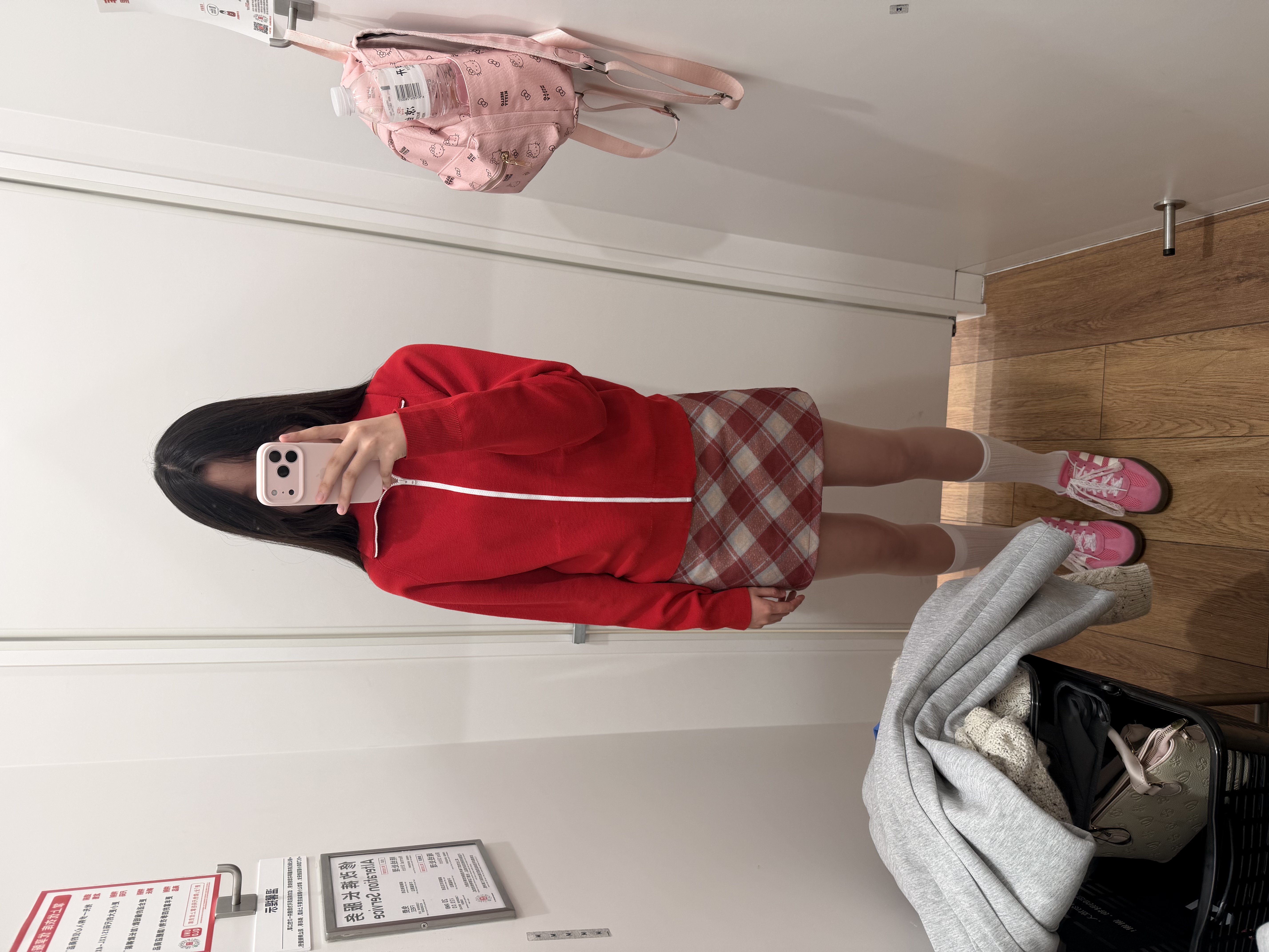 优衣库罗纹拉链针织开衫女装男装合作款/毛衣毛衫外套491977 15 珊瑚红色 S 实拍图