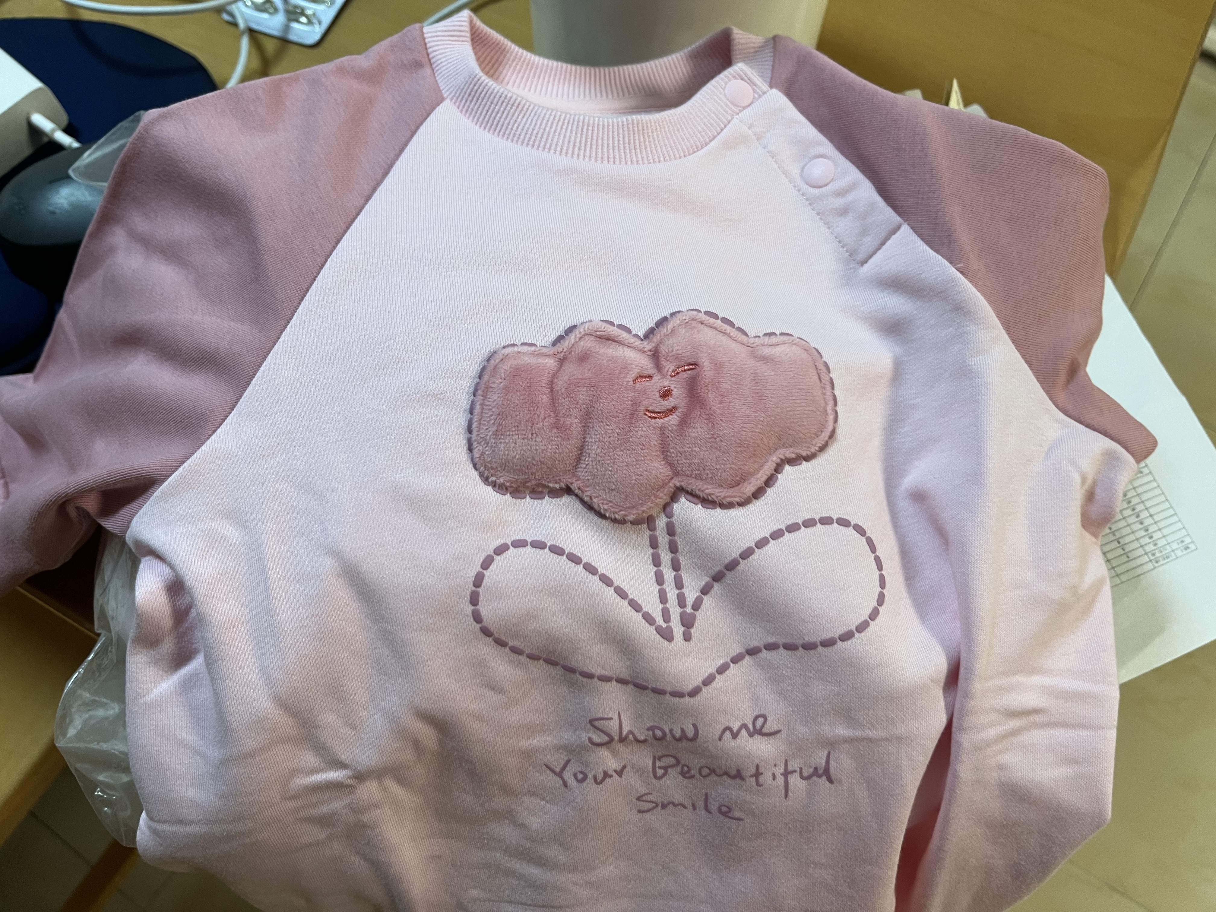 迷你巴拉（minibala）外出连体衣男女童宝宝撞色插肩袖萌趣新款春新款 粉红60045 80cm 实拍图