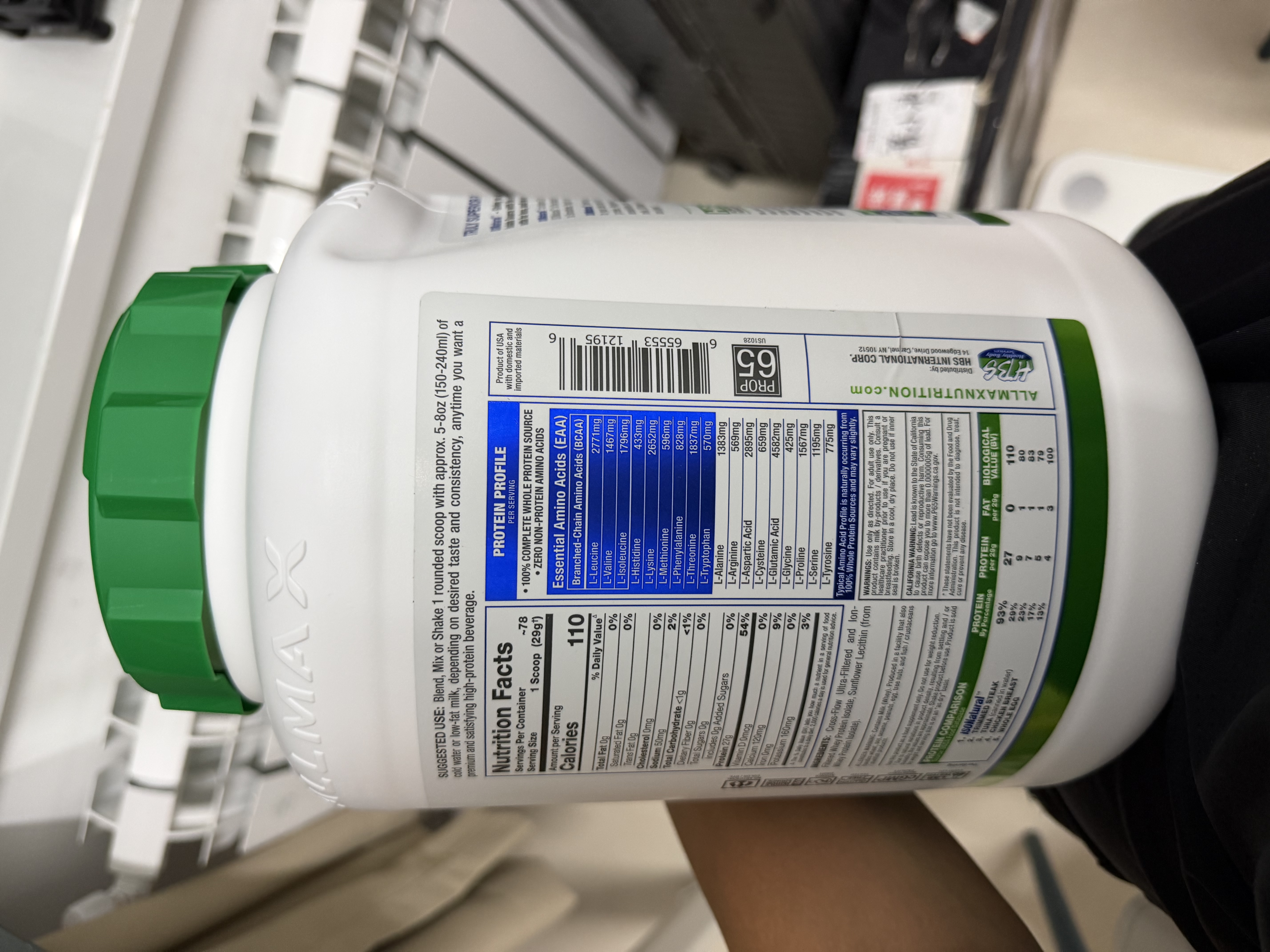ALLMAX蛋白粉 天然萃取0添加 分离乳清蛋白粉健身增肌美国原装进口 【原味】 2270g*1罐 -93%蛋白质含量 实拍图