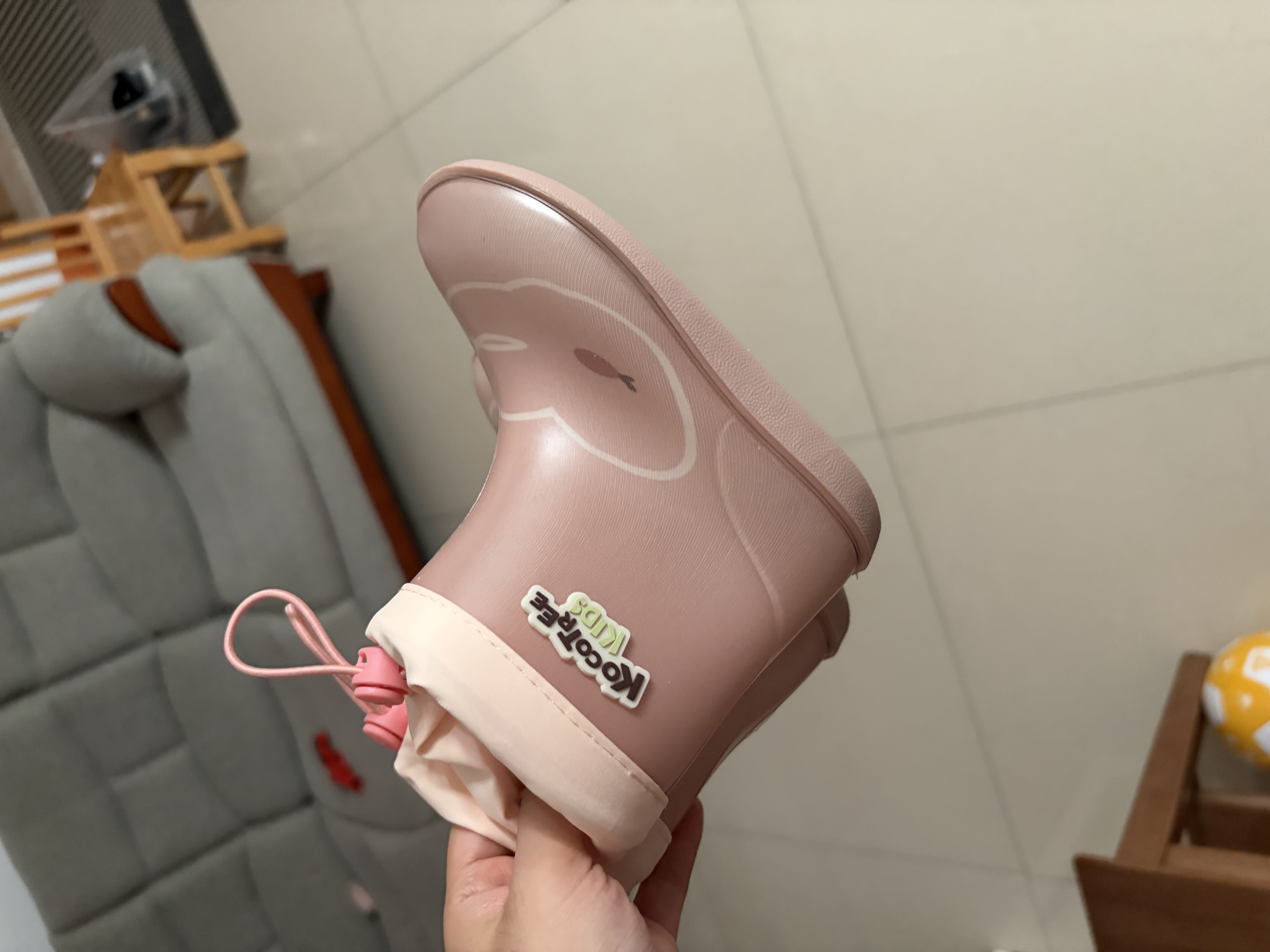 Kocotreekk树儿童雨鞋卡通防滑防水鞋男童女童宝宝雨靴束口 实拍图