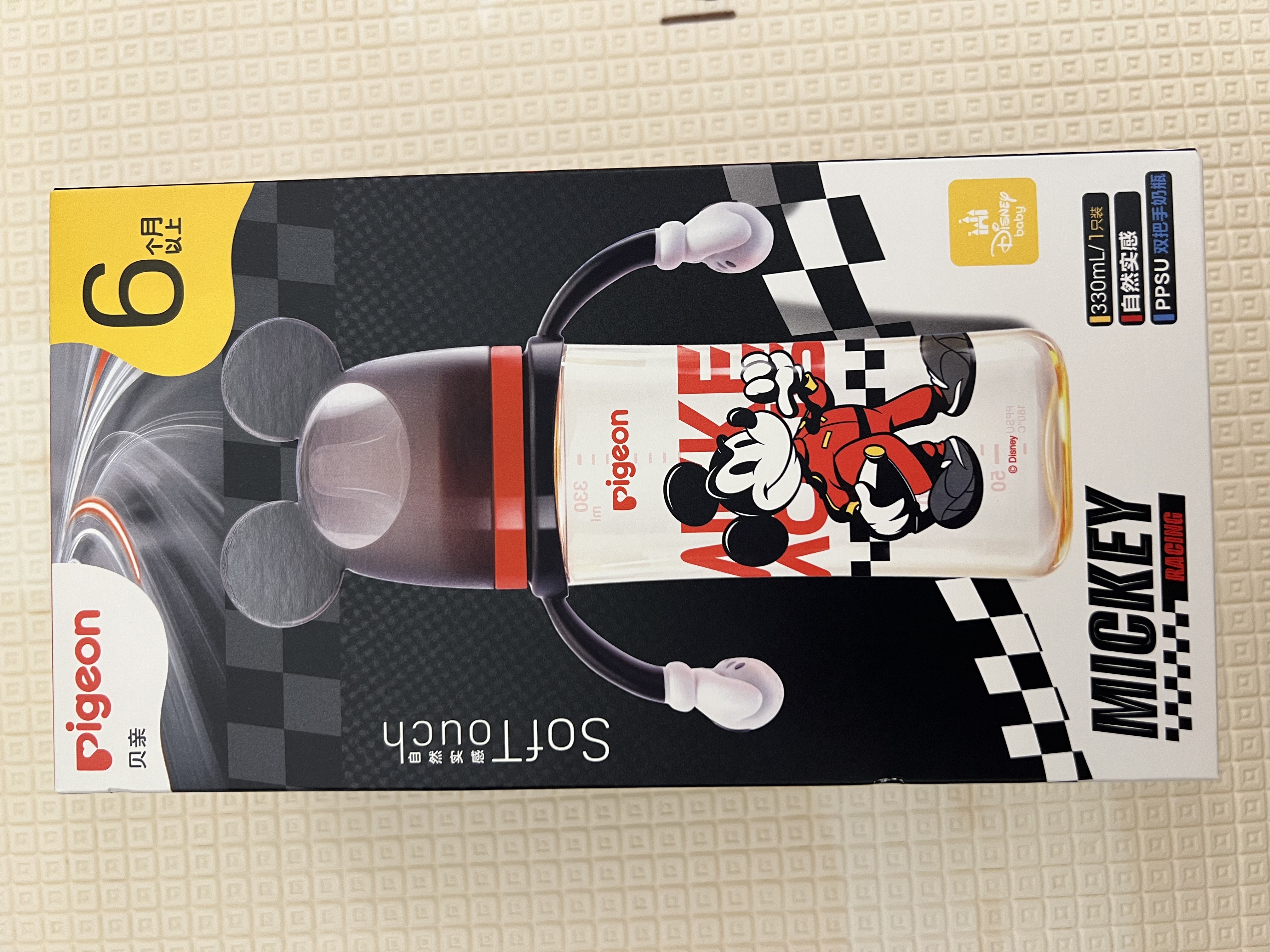 贝亲（Pigeon）PPSU双把手迪士尼赛车奶瓶330ml L号奶嘴 极速米奇 6月+ AA287 实拍图