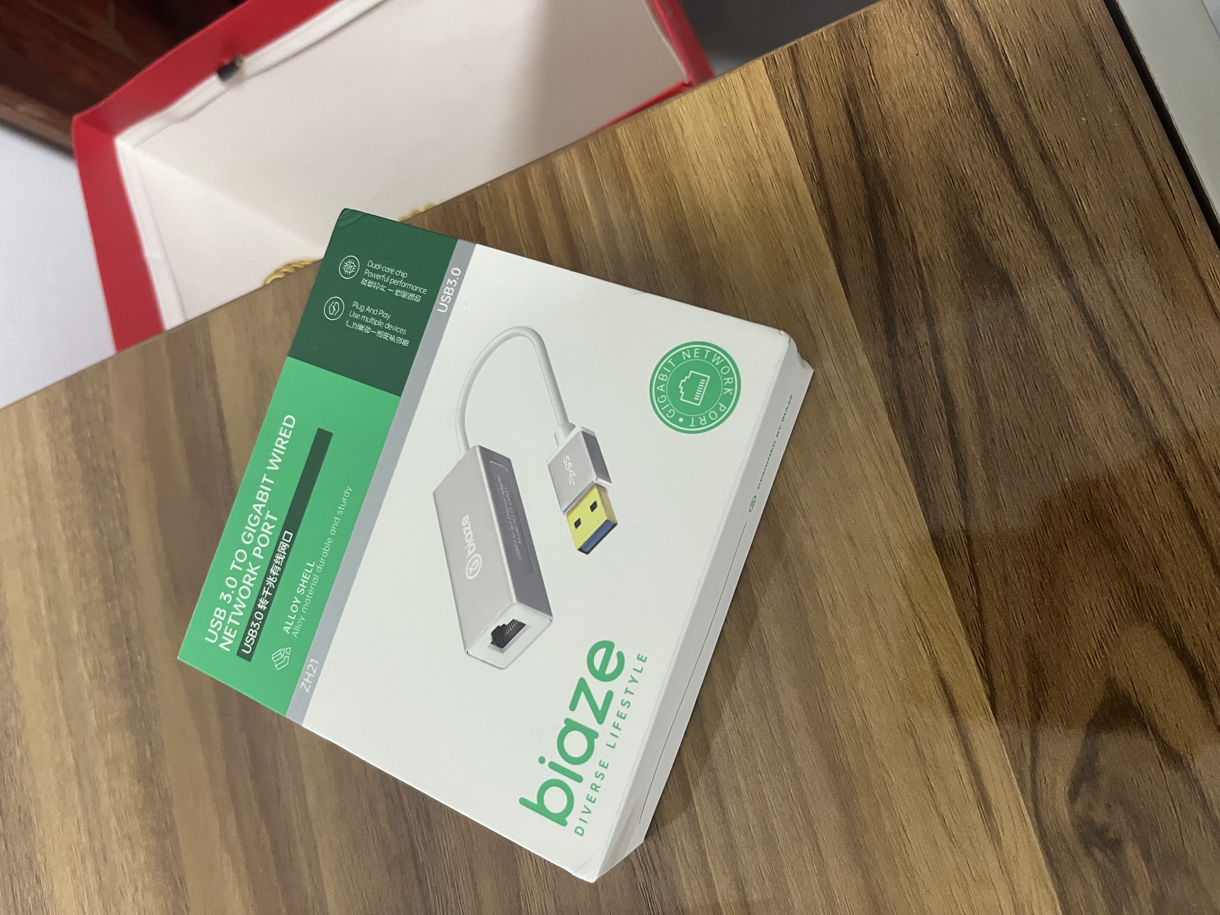 毕亚兹 USB3.0转有线网口 千兆网卡 RJ45网线接口转接头 免驱动转换器 适用笔记本电脑小米盒子外置网卡 实拍图