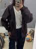 优衣库宽松连帽拉链运动开衫/长袖男装女装合作款/外套卫衣486300 486300/39棕黑色 M 晒单实拍图