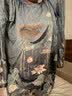 丝语莲花（LE LOTUS D'EZE）真丝睡裙女宽松加大码睡衣200斤桑蚕丝中国风印花蝙蝠衫家居服 荷花灰 均码 实拍图