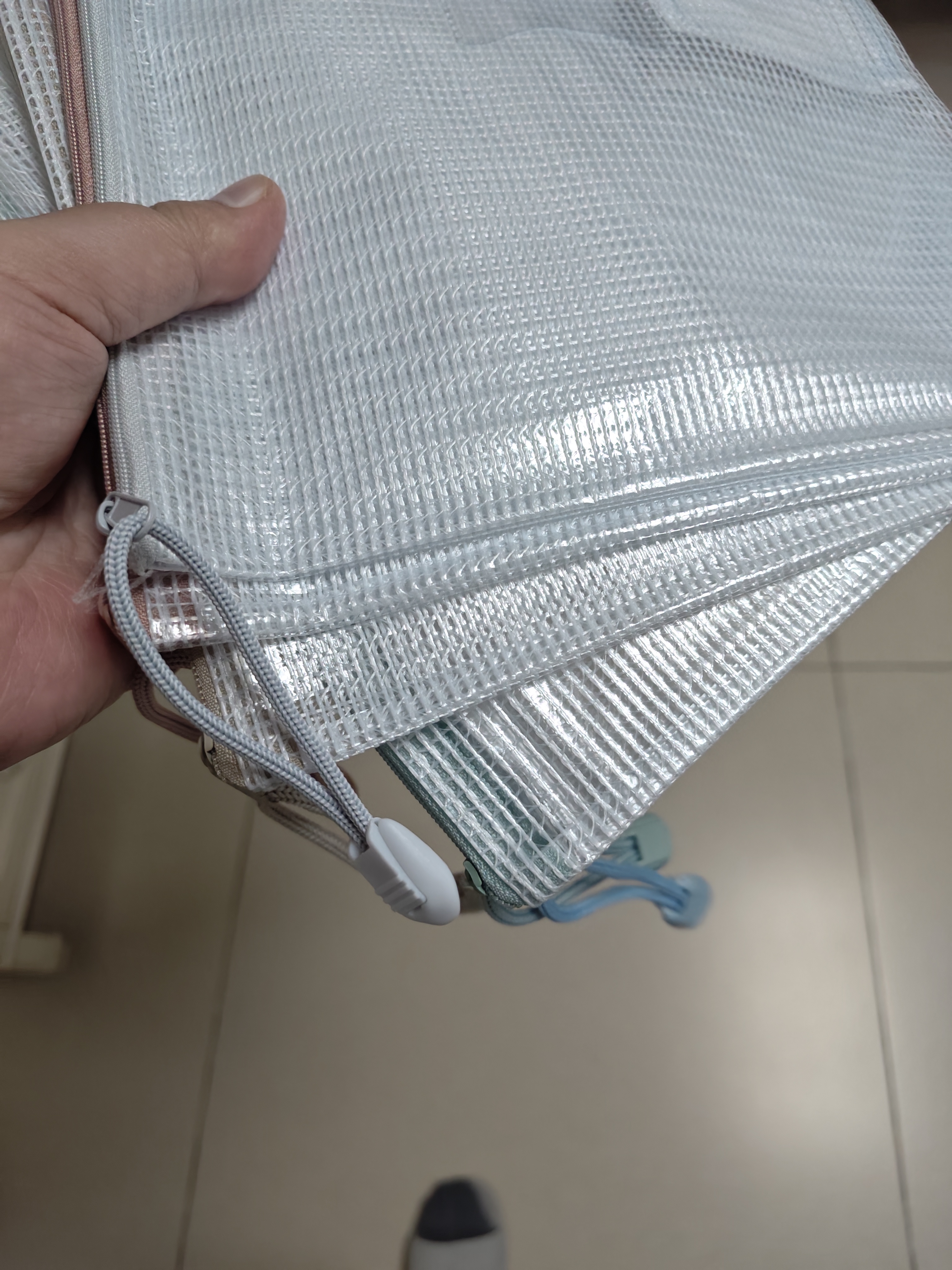 得力(deli)开学文具5只A4防水网格学科目拉链袋文件袋学生彩色文件袋标签款 莫兰迪色系混色63484 实拍图