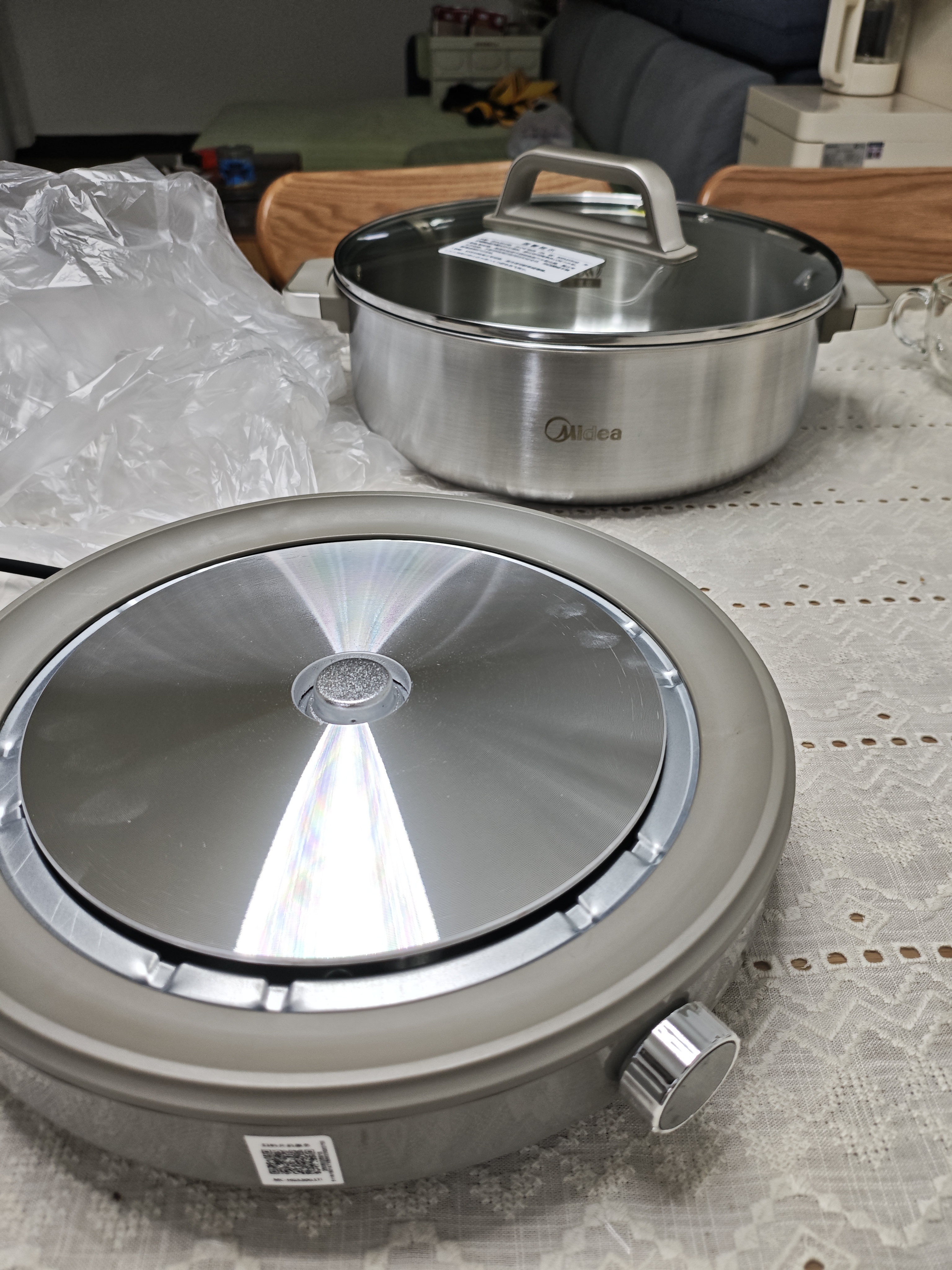 美的（Midea）钛钢0涂层电火锅电煮锅不锈钢有钛火锅专用锅分体可拆速沸6.5L电火锅电热锅多功能锅HGS30G1Ti 实拍图