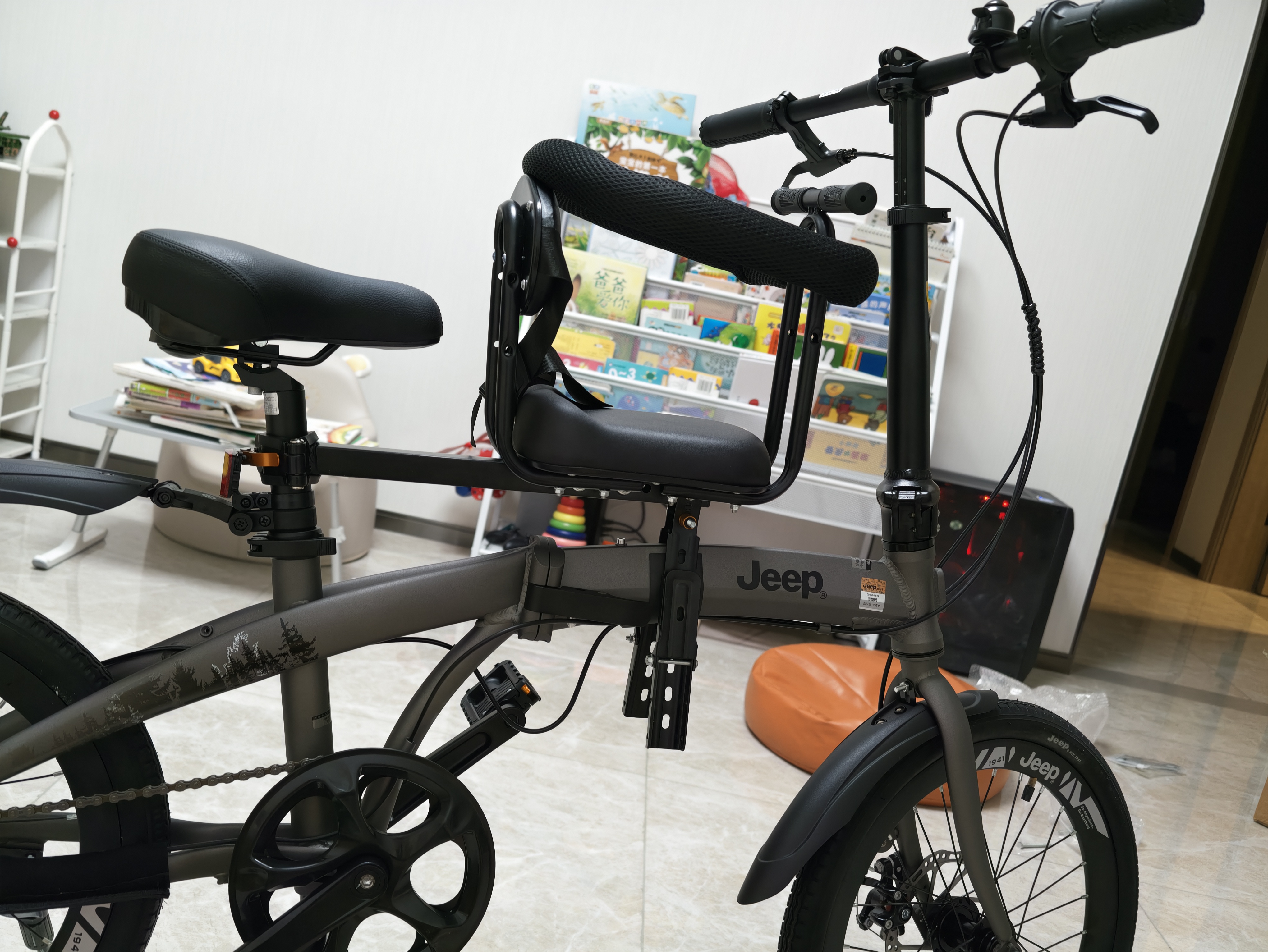 JEEP吉普折叠自行车带娃母子车20寸男女城市通勤折叠车亲子车-爱L200 石墨灰【经典款+全国7大仓就近发货】 20寸（建议身高145-185CM） 7速 实拍图