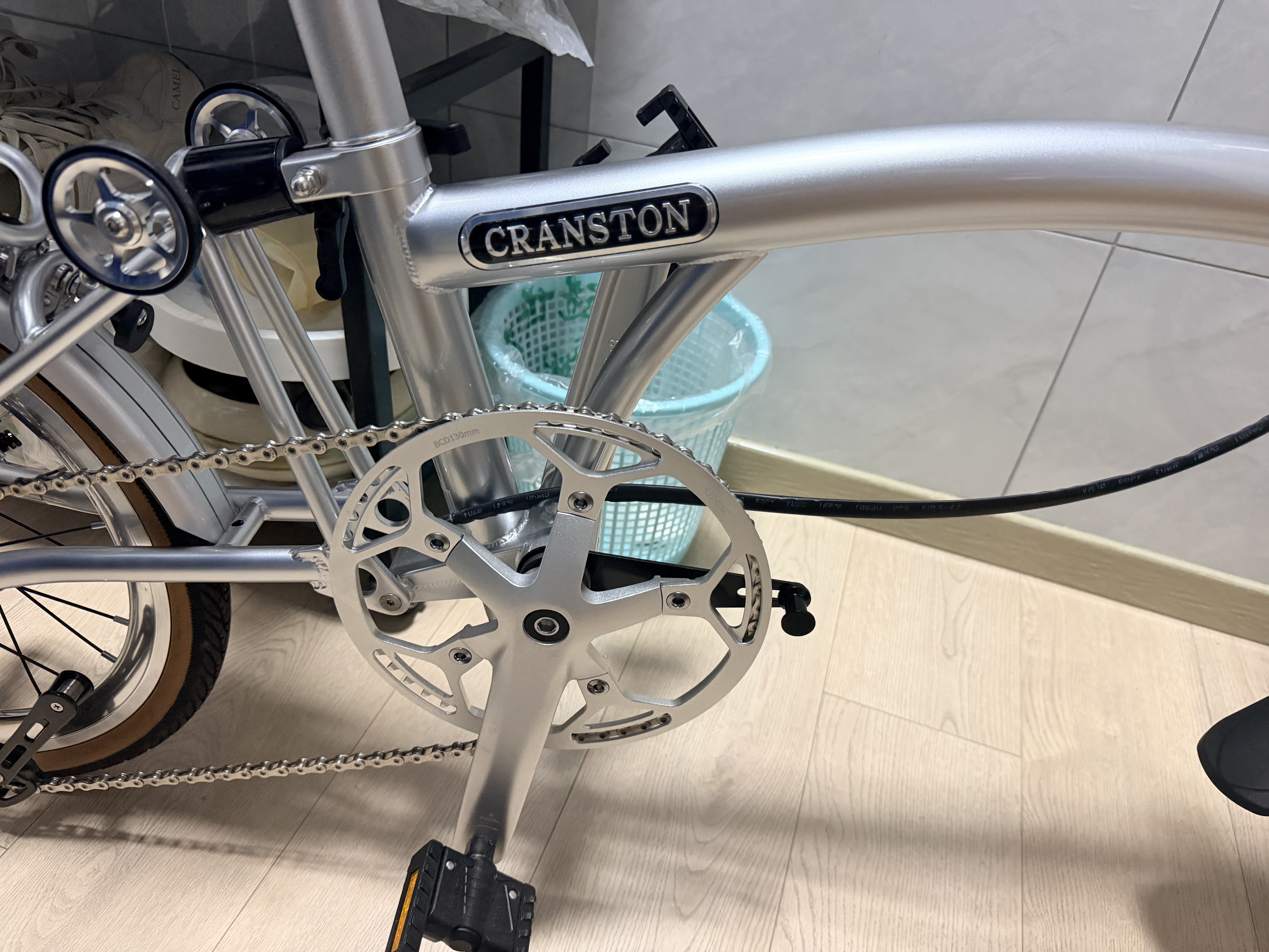 CRANSTONR9 16寸9速银翼成人超轻便携城市复古小布折叠自行车 实拍图