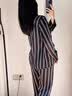 LULU CARTER蔡徐坤同款真丝睡衣男女情侣款秋冬季高端桑蚕丝家居服条纹礼盒装 黑色条纹男款-长袖长裤 【现货秒发】 3XL 【建议165-190斤】 实拍图
