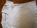 艾路丝婷夏装短袖T恤女士纯色上衣棉打底体恤衫TX35610 V领白色 165/88A/L 实拍图