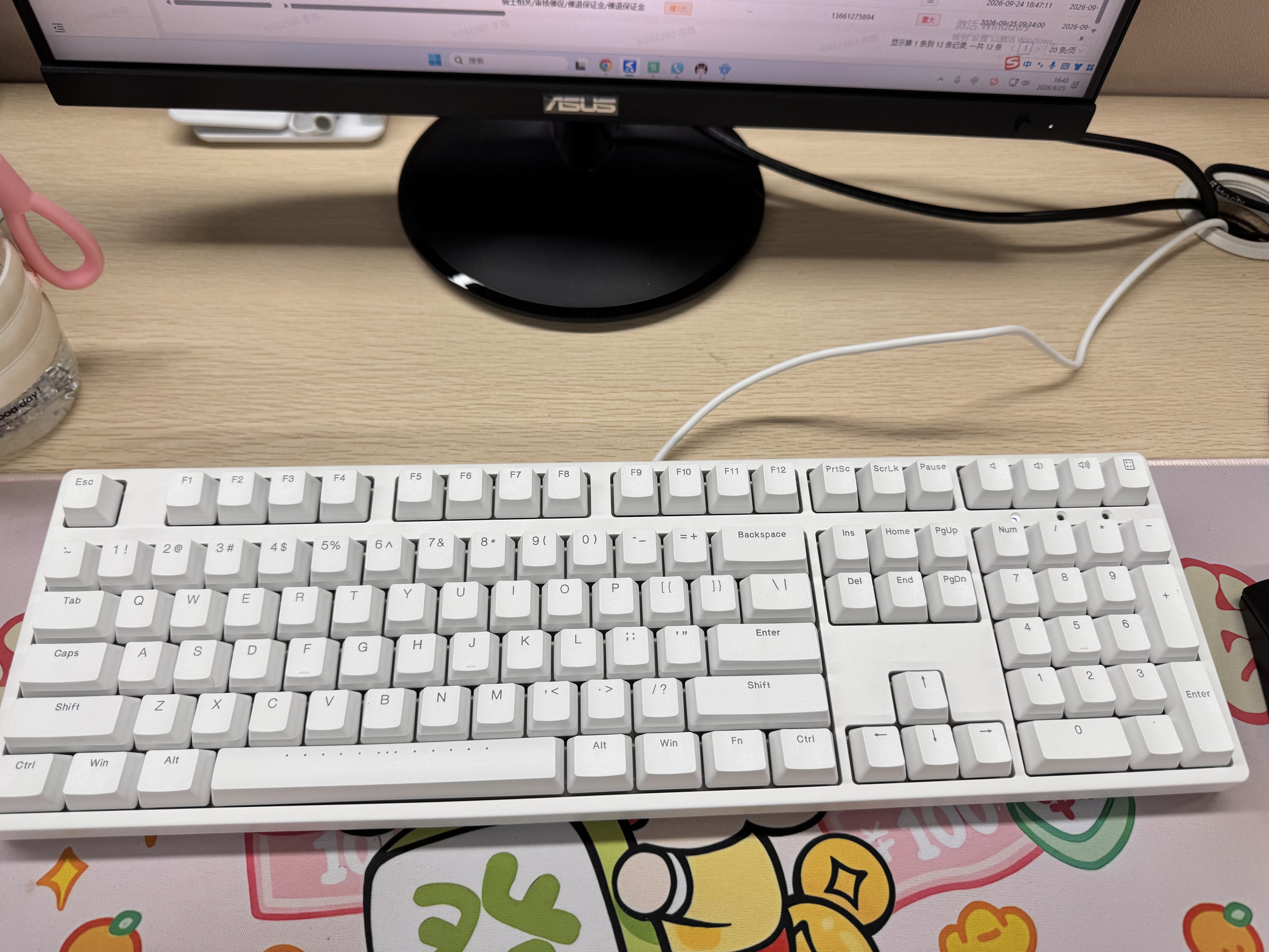 ikbcC108机械键盘有线机械键盘108键 电竞游戏键盘办公打字手感好电脑键盘樱桃键盘 白色红轴有线 实拍图