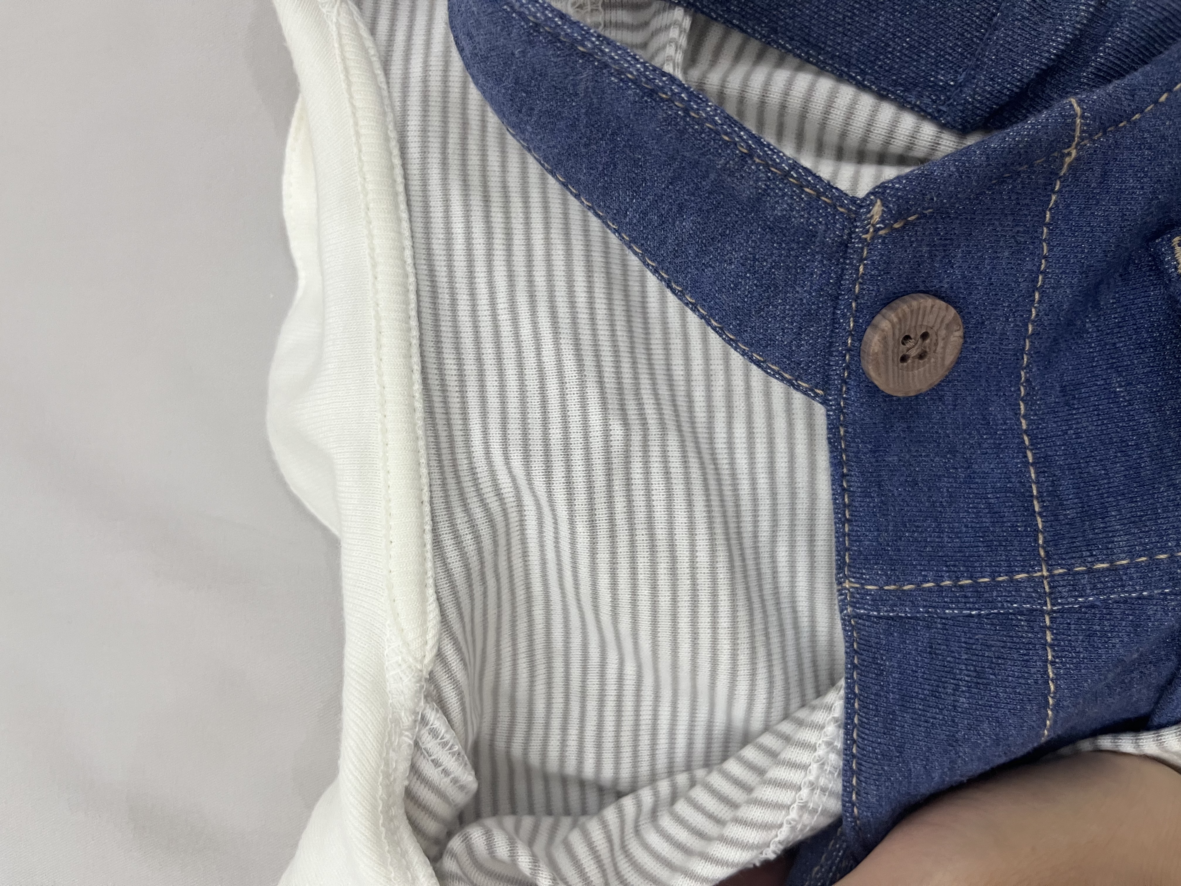优衣库婴幼儿爬爬服/长袖条纹/宝宝新生儿486336 03 灰色 90cm 实拍图