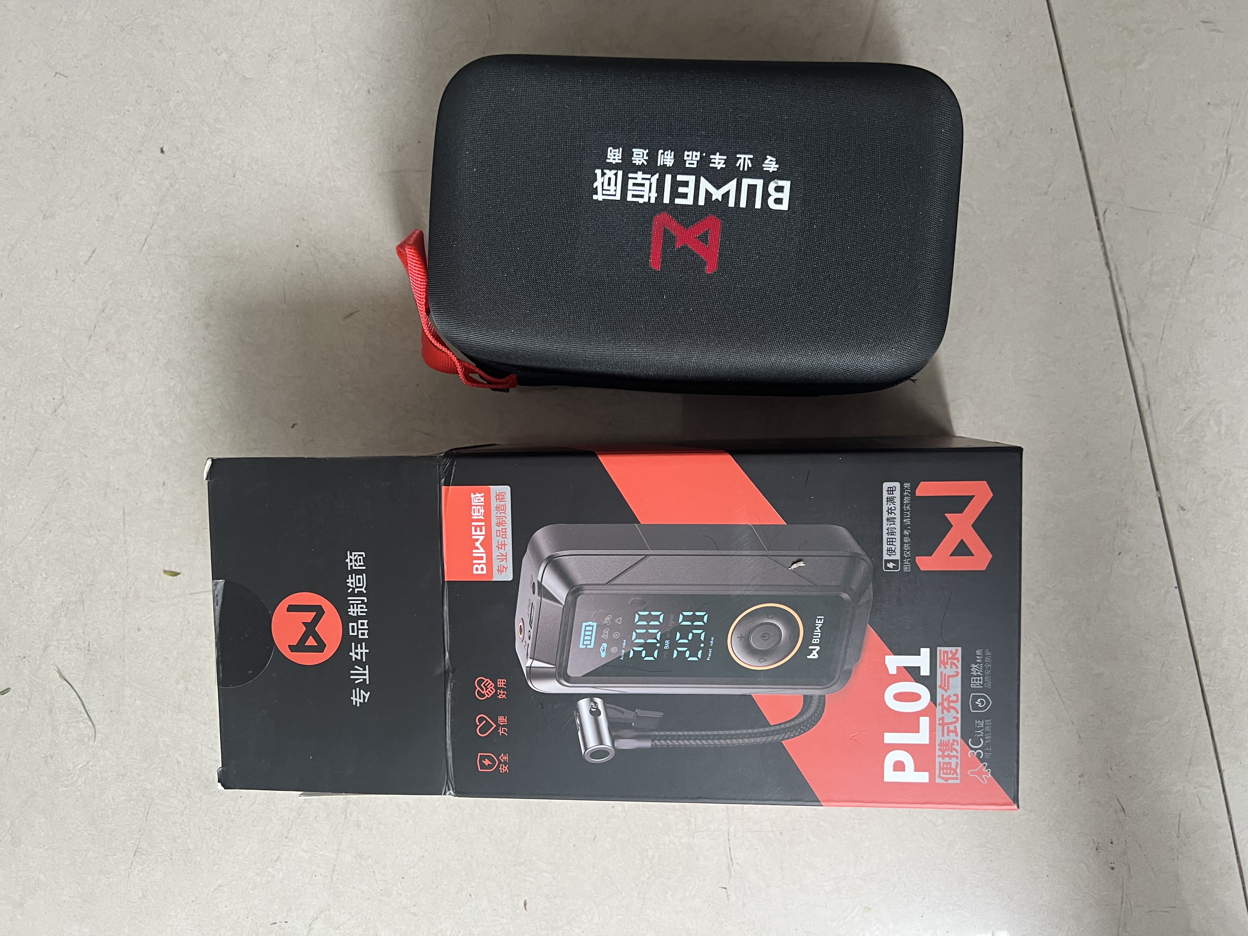 埠威PL01车载充气泵I9汽车轮胎自行电动车便携无线有线充气宝测压带包 实拍图