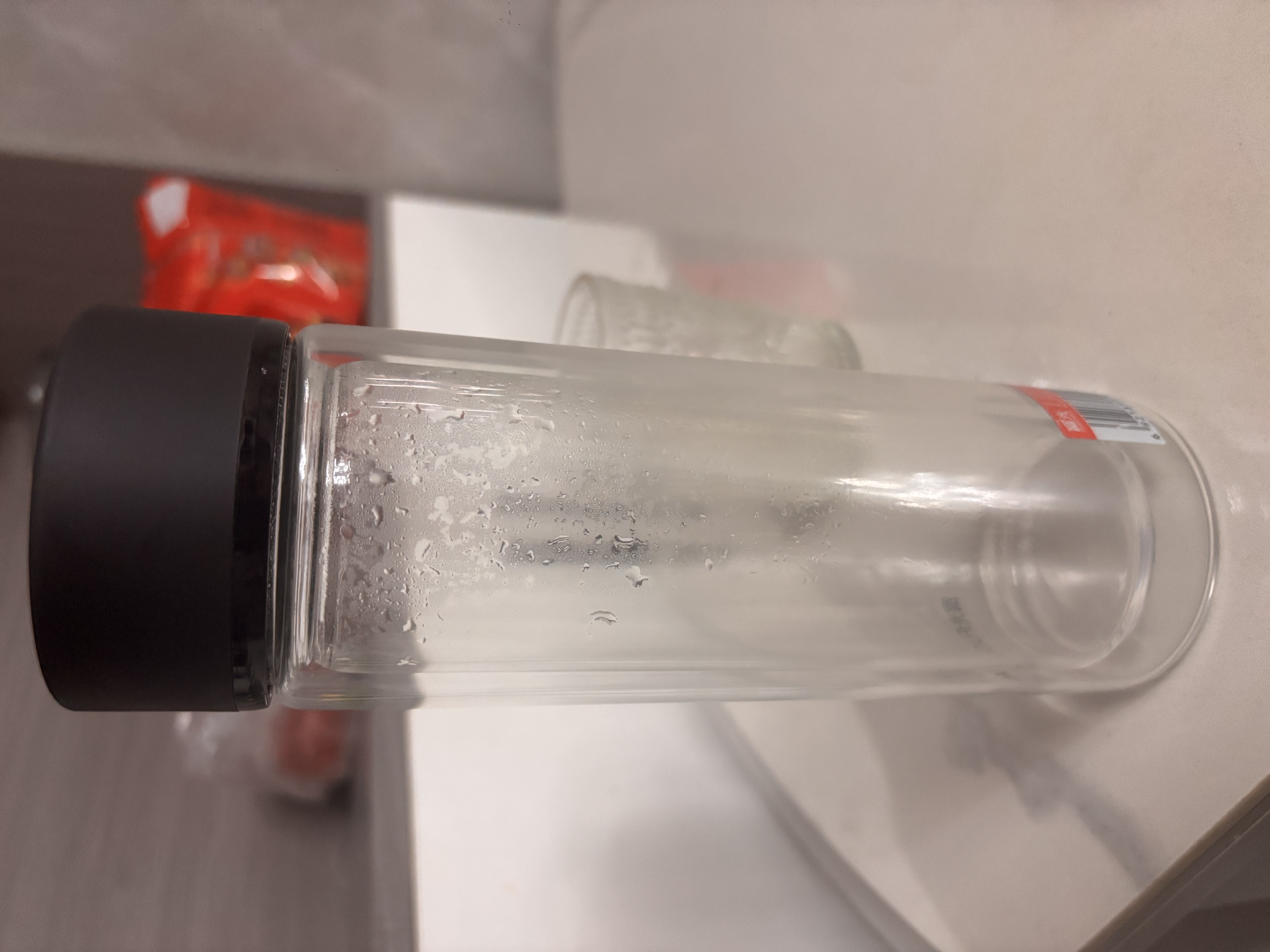 富光双层玻璃杯男女保温耐高温透明家用商务办公泡茶杯子过滤车载水杯 儒雅黑【加厚底+不锈钢盖】420ml 实拍图