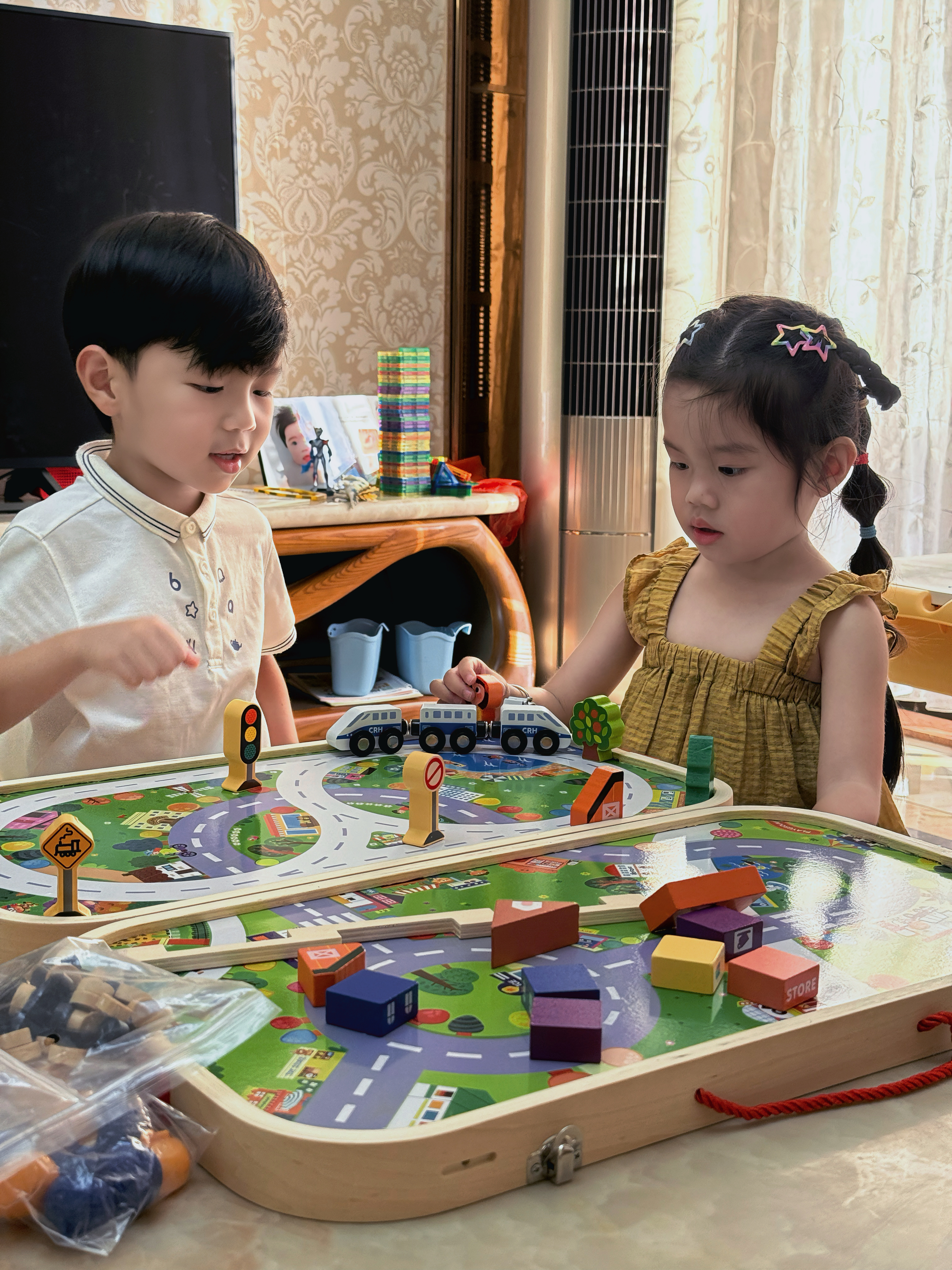木丸子轨道积木多功能实木棋盘小火车五子棋儿童早教益智生日礼物桌游戏 实拍图