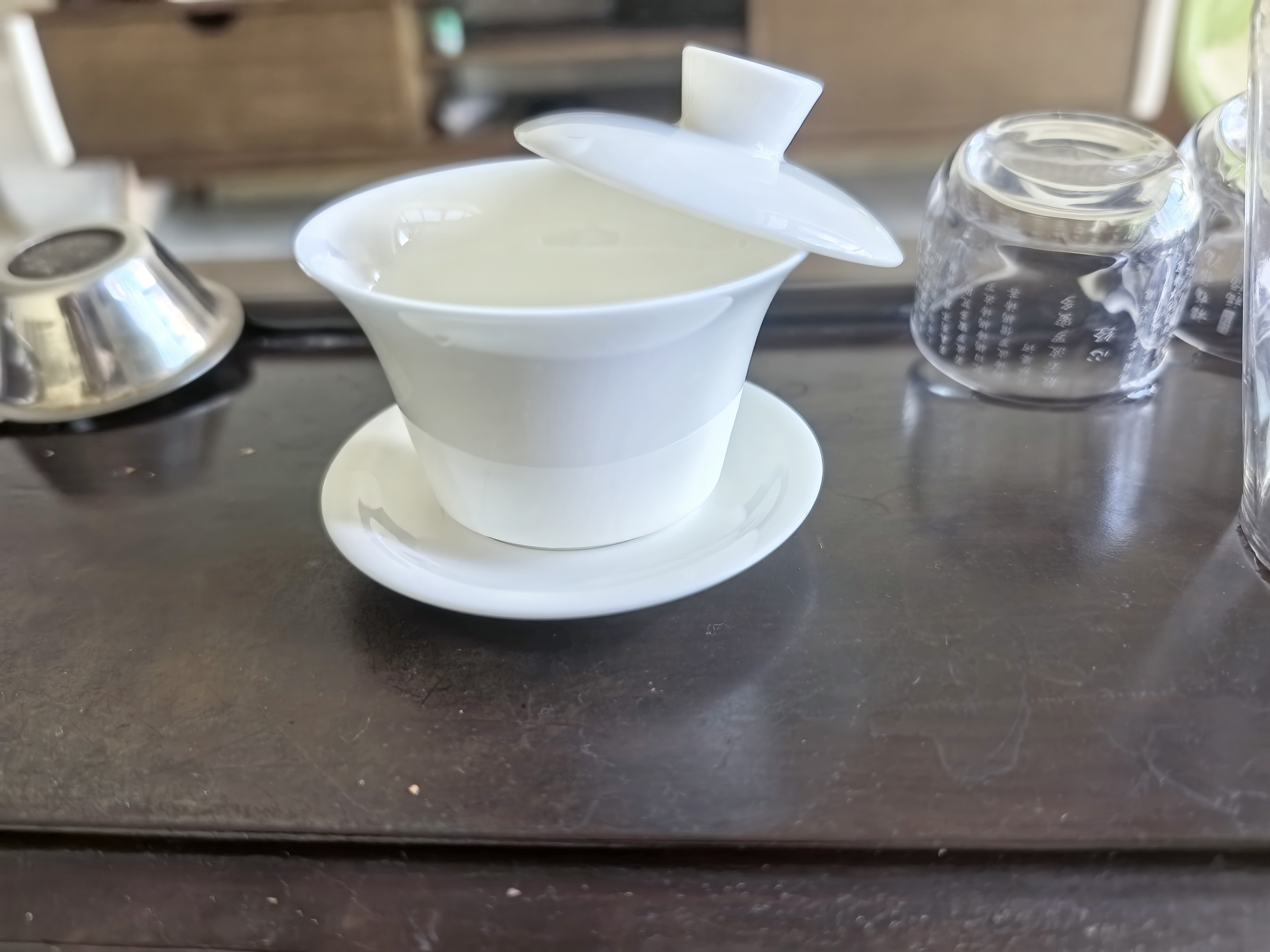 MULTIPOTENT悬停盖碗功夫茶具三才盖碗羊脂玉白瓷泡茶碗140毫升精美礼物 实拍图