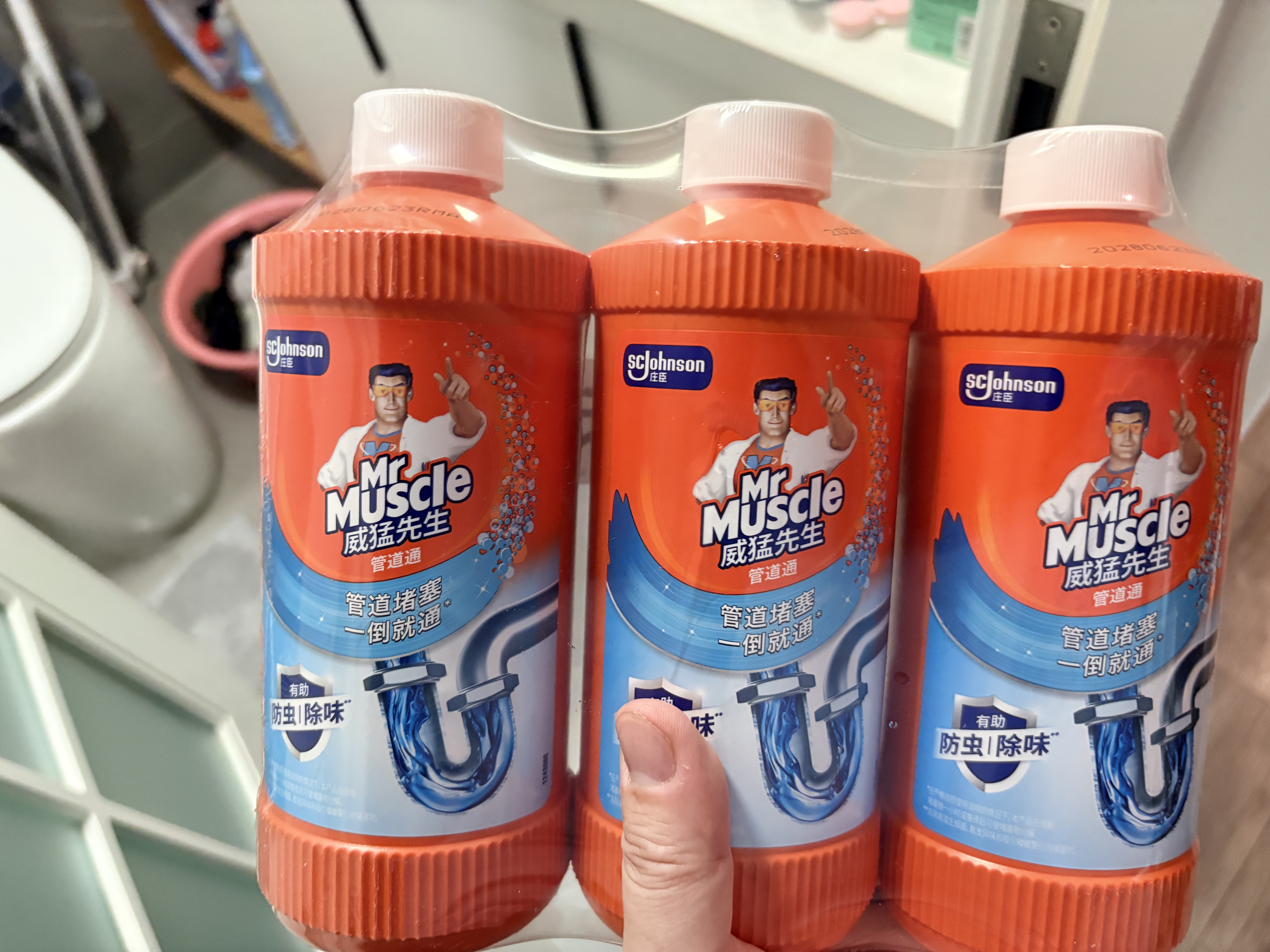 威猛先生（Mr Muscle）管道疏通剂 500g*3瓶 下水道疏通剂 卫生间管道疏通 实拍图