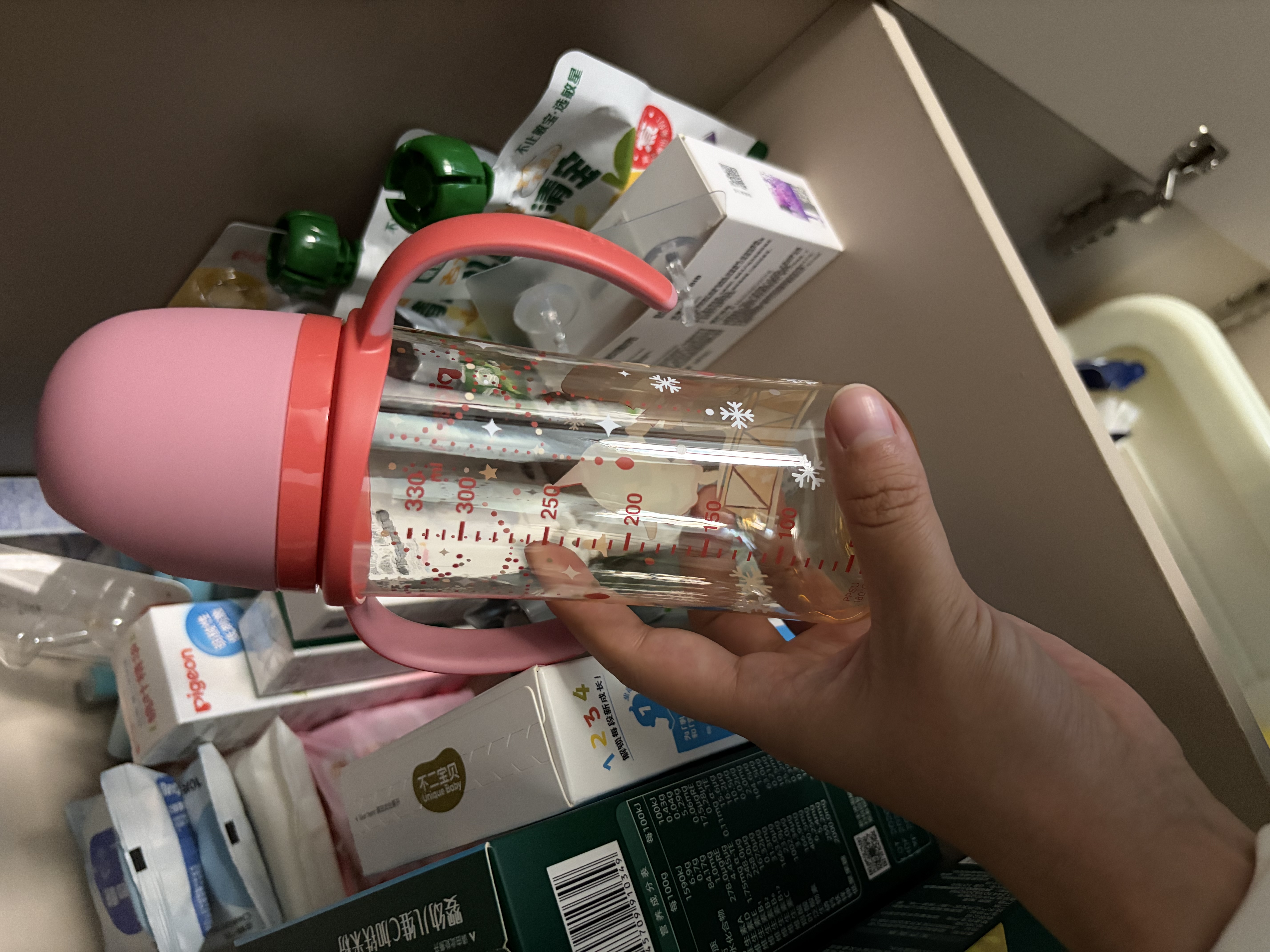 贝亲（Pigeon）PPSU双把手防胀气奶瓶330ml 胡桃夹子 LL号奶嘴 9月+ AA224 实拍图