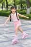 安踏轮滑儿童女孩溜冰鞋初学者直排轮旱冰鞋男生女生滑冰鞋套装 追风粉【双芭扣硬壳防撞】轻装畅滑款 轮滑鞋+ 轮滑礼包 S （适合运动鞋26-31码）四码可调【约3-6岁】 实拍图