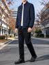 罗蒙（ROMON）外套男春秋季时尚夹克男士行政商务休闲立领棒球服上衣男深兰XL 实拍图