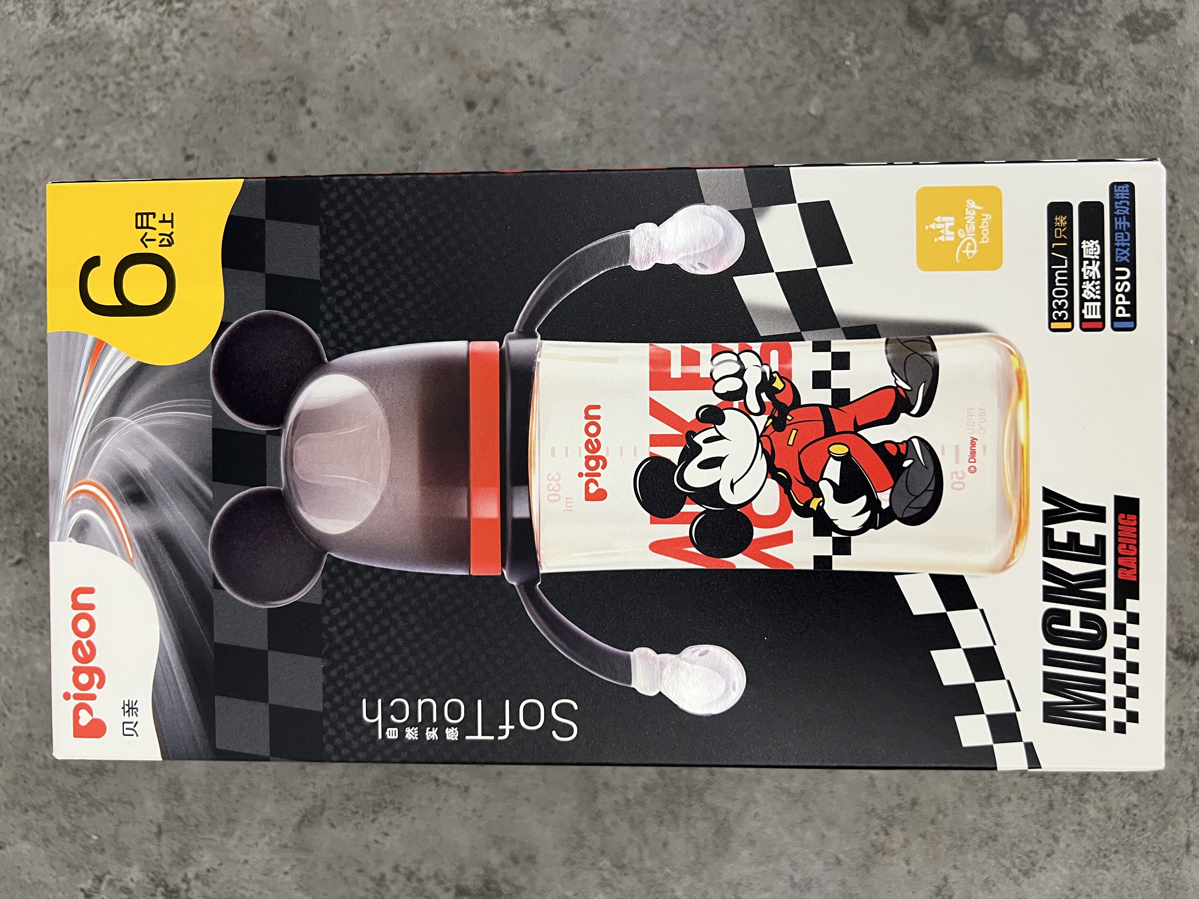 贝亲（Pigeon）PPSU双把手迪士尼赛车奶瓶330ml L号奶嘴 极速米奇 6月+ AA287 实拍图