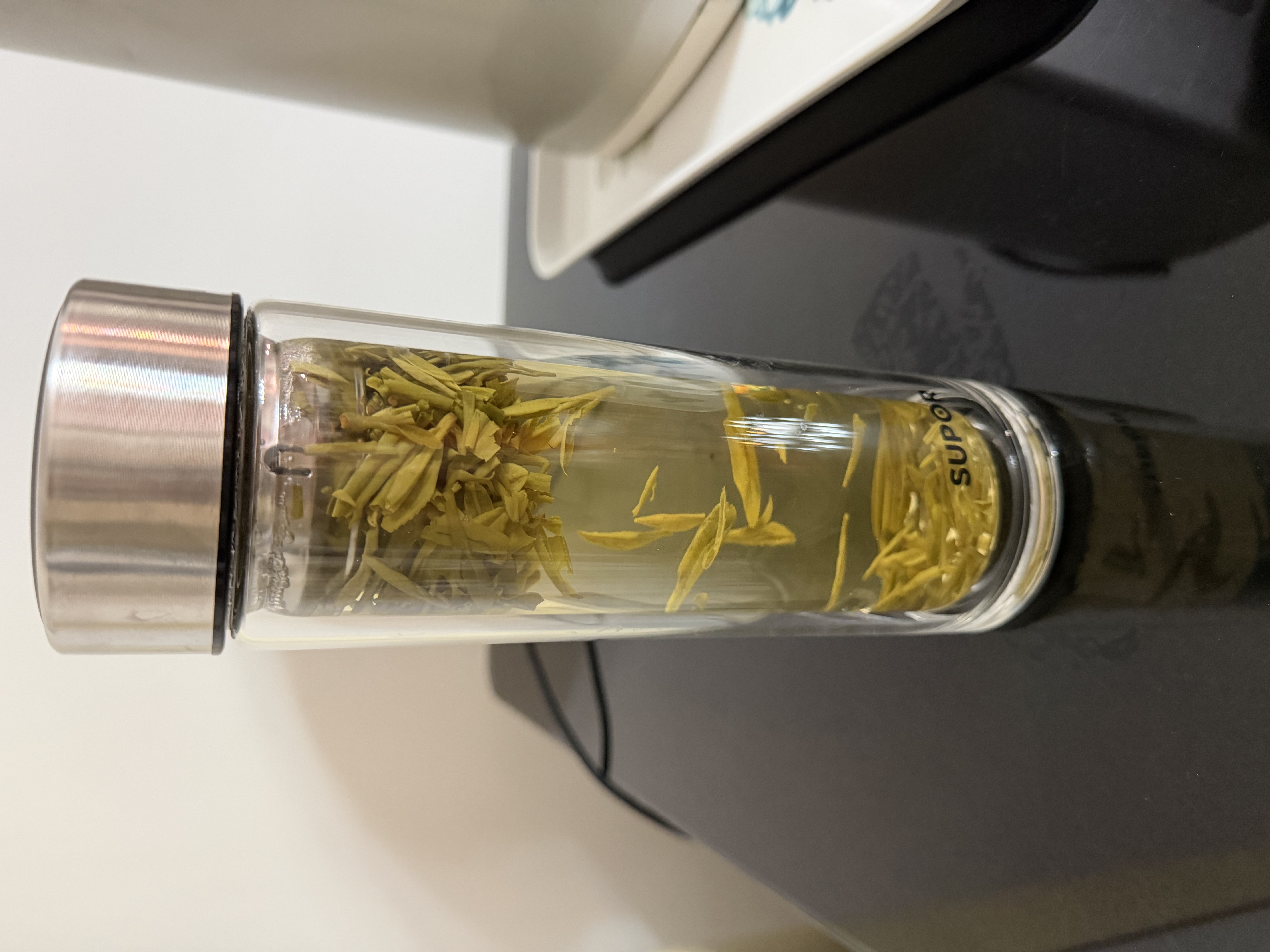 苏泊尔（SUPOR）玻璃杯茶水分离男士水杯双层高硼硅耐高温大容量泡茶杯子生日礼物 行砚黑400mL 实拍图