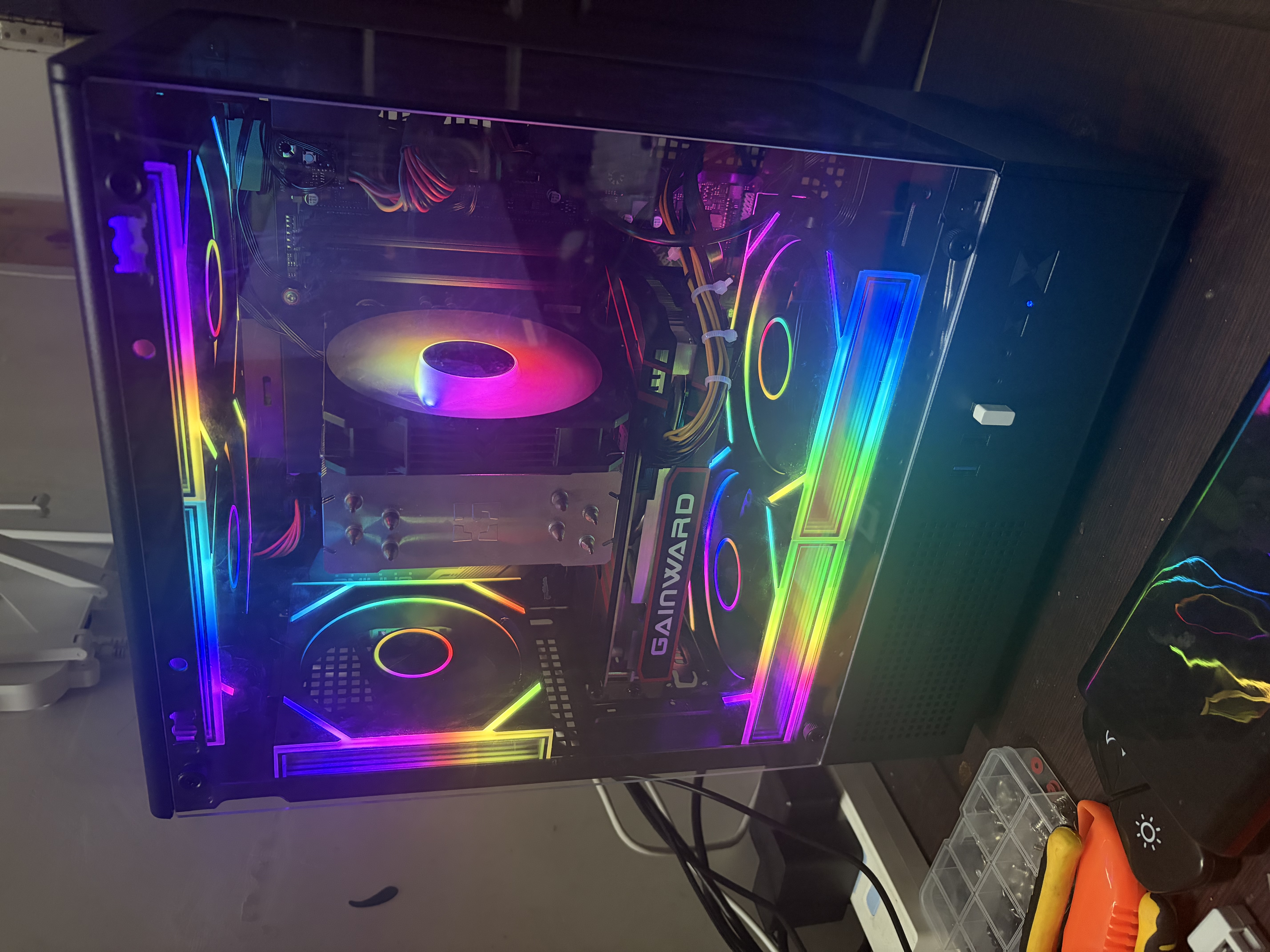雷利酷棱镜4代PRO星乐积木F1RS棱镜7pro12CM电脑机箱风扇正反叶无线拼接水冷散热/ARGB神光同步/PWM温控 星乐积木F1 黑色正向【单只装含线】 实拍图