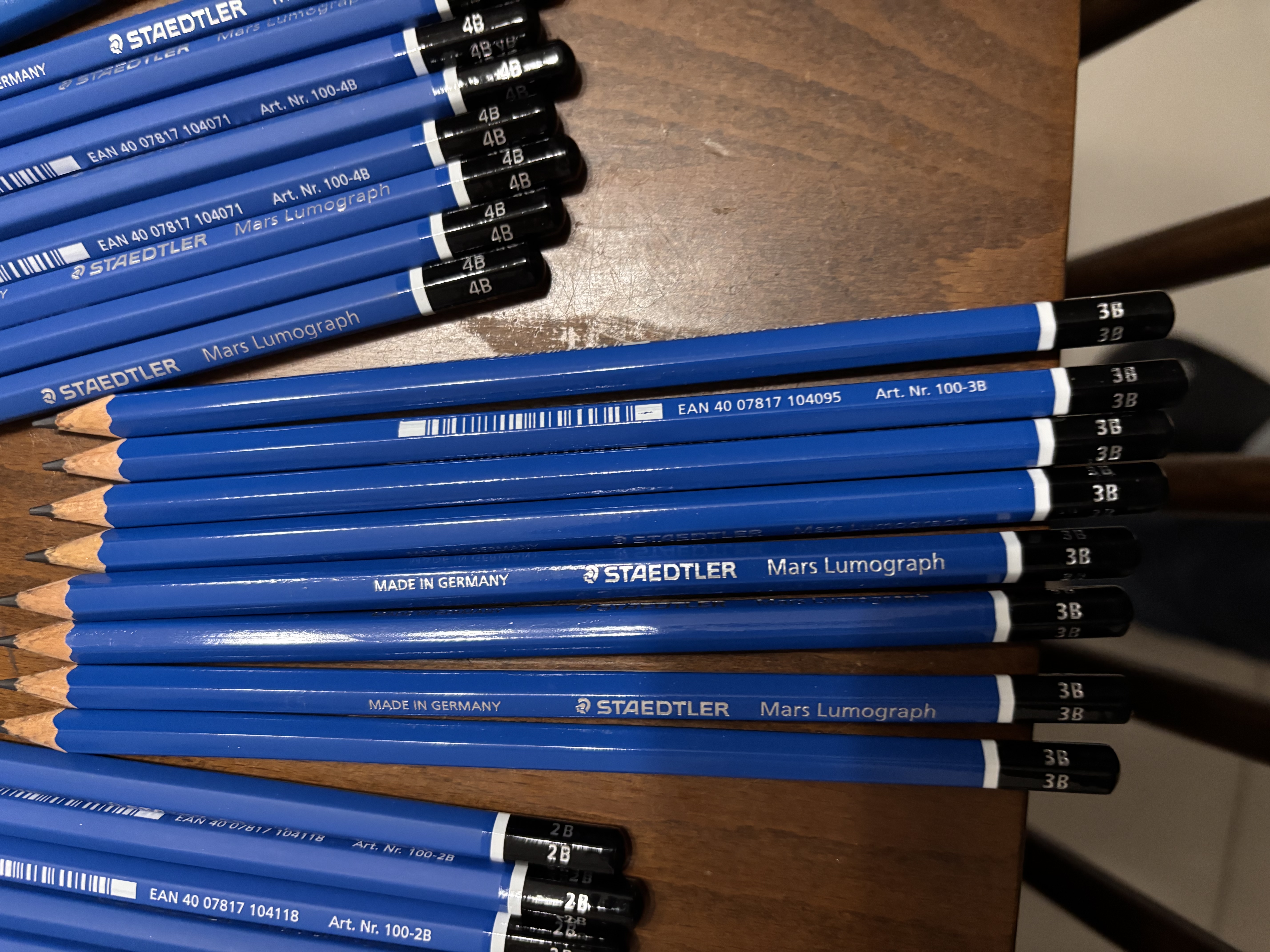 施德楼（STAEDTLER）德国100蓝杆铅笔 专业绘图铅笔 美术生素描铅笔 素描绘画学习 施德楼素描笔 专用初学者 蓝杆2B 4支散装 实拍图