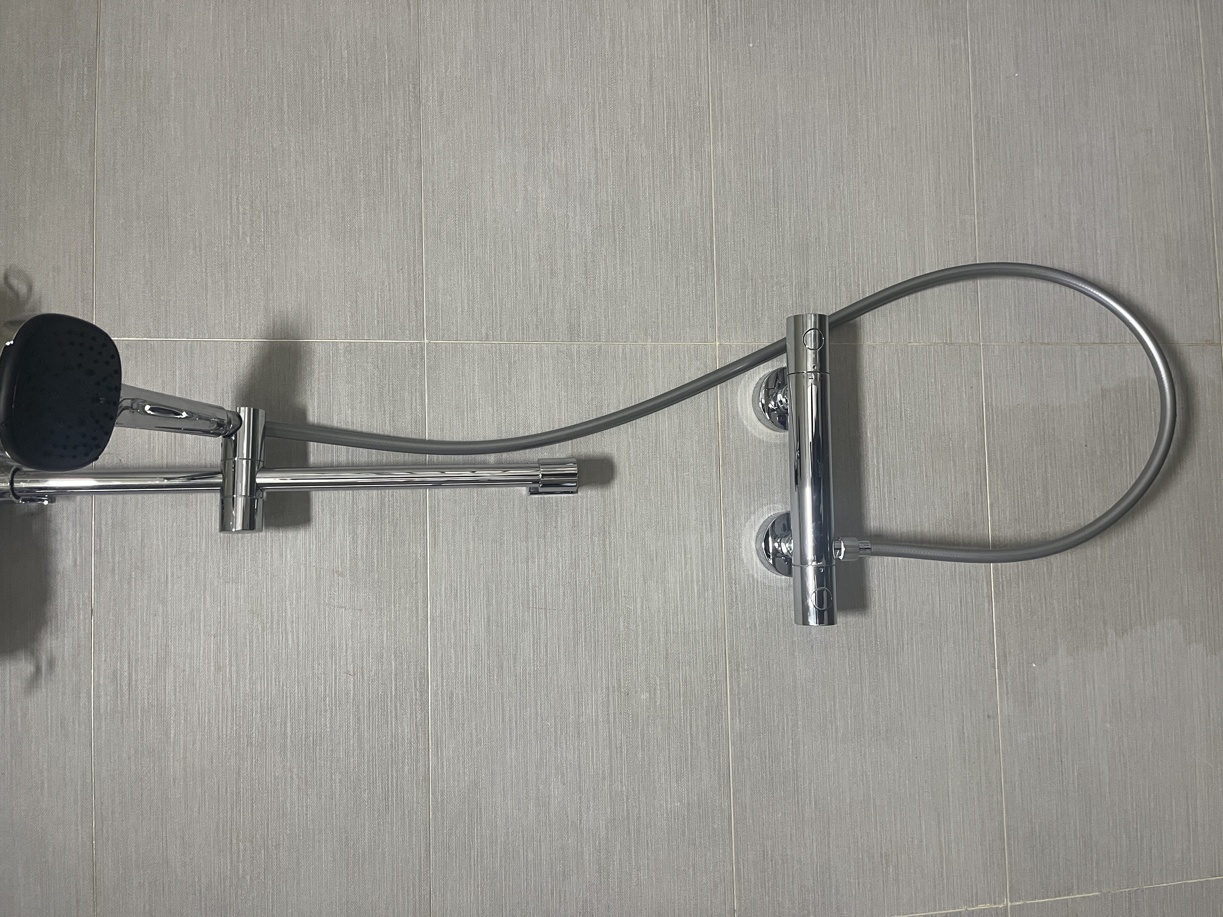 高仪（GROHE）进口恒温淋浴花洒套装 110方形手持 家用三式出水带滑杆 恒温无下水|黑色手持 实拍图