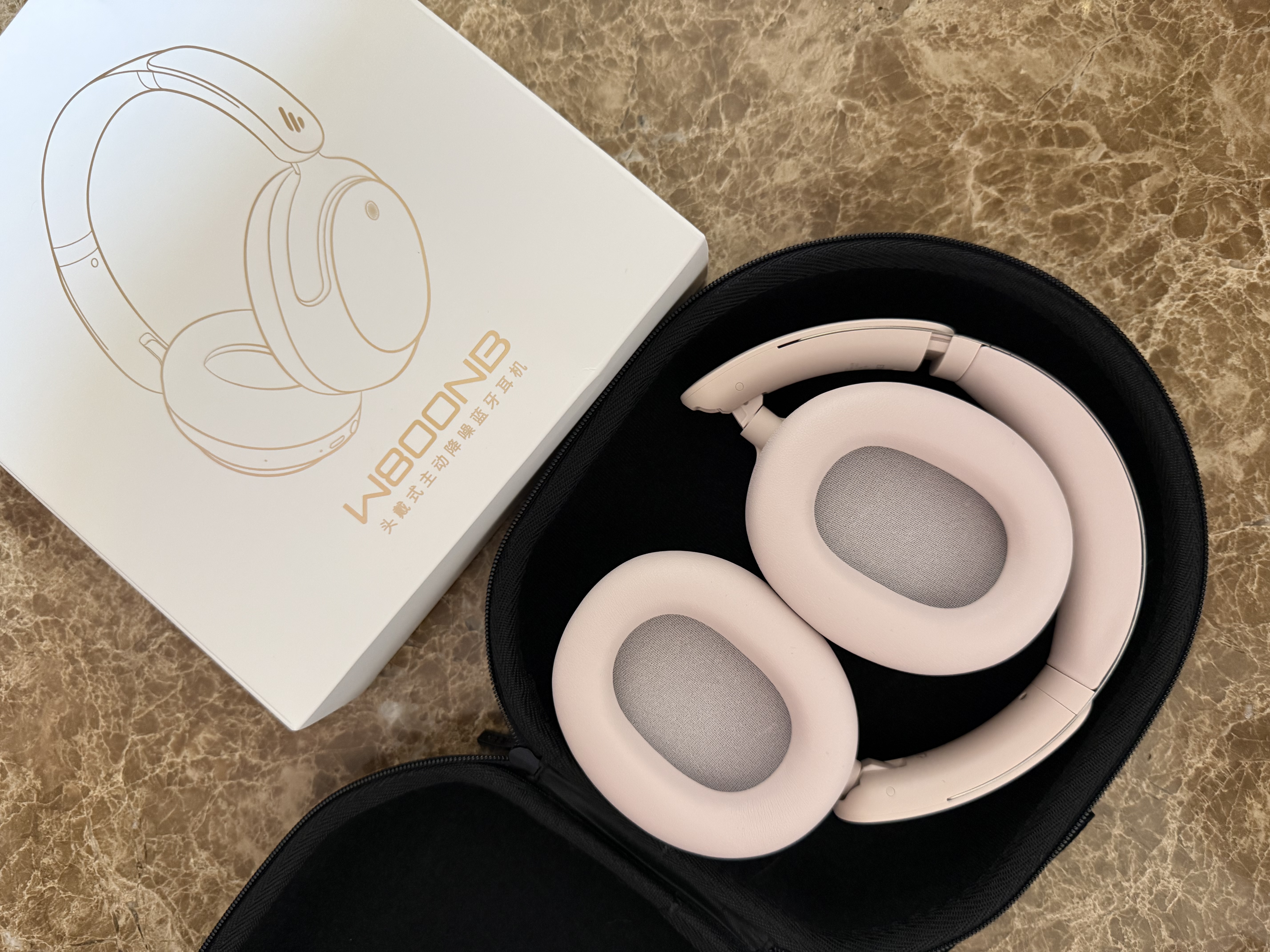 漫步者（EDIFIER）【2026新款】W800NB 头戴式主动降噪蓝牙耳机 无线耳机 超长续航 手机电脑游戏音乐耳麦 藕荷粉 实拍图