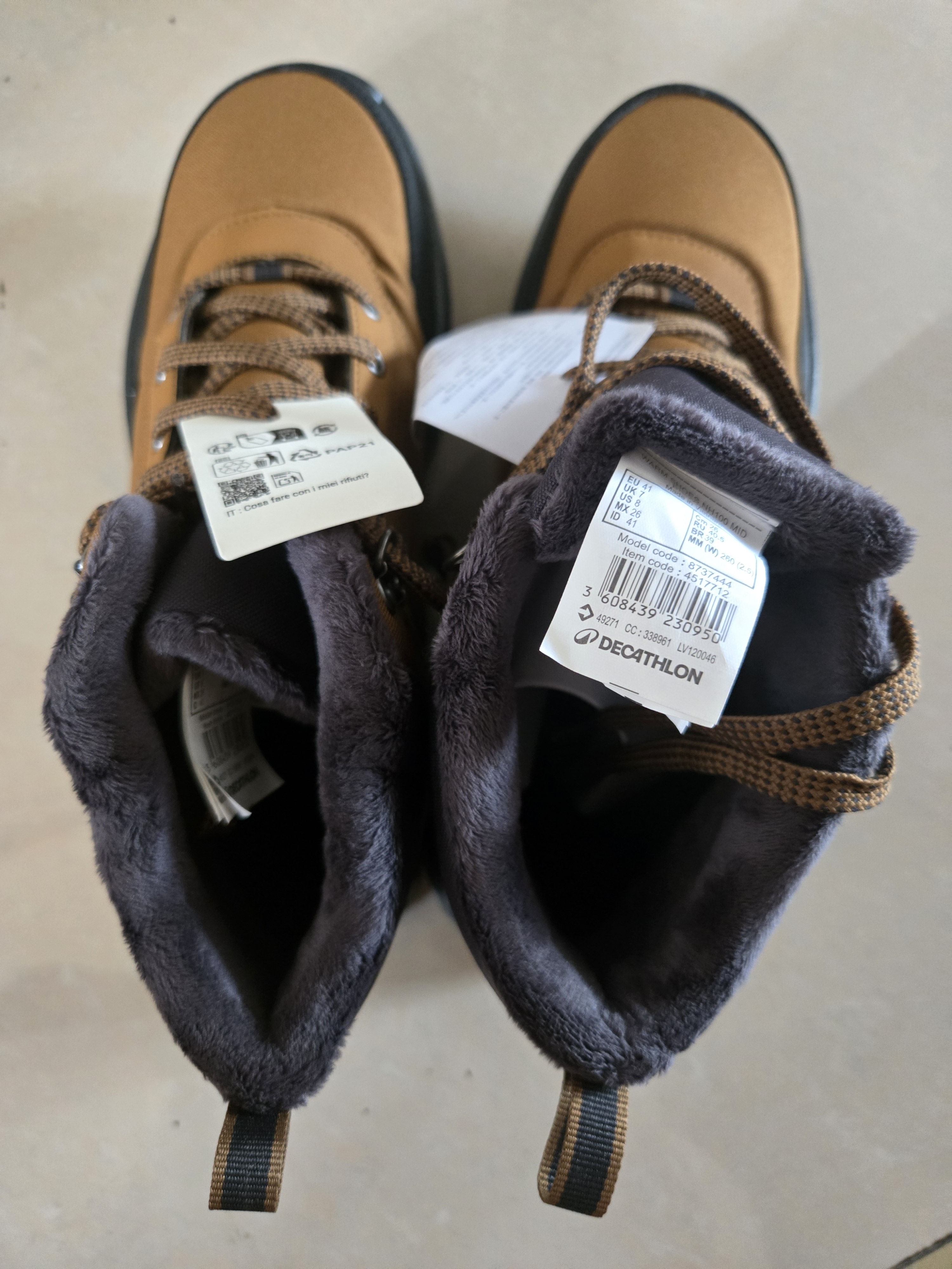 迪卡侬男士NH100冬季雪地防水中帮保暖抓地徒步鞋棕色41-4517712 实拍图