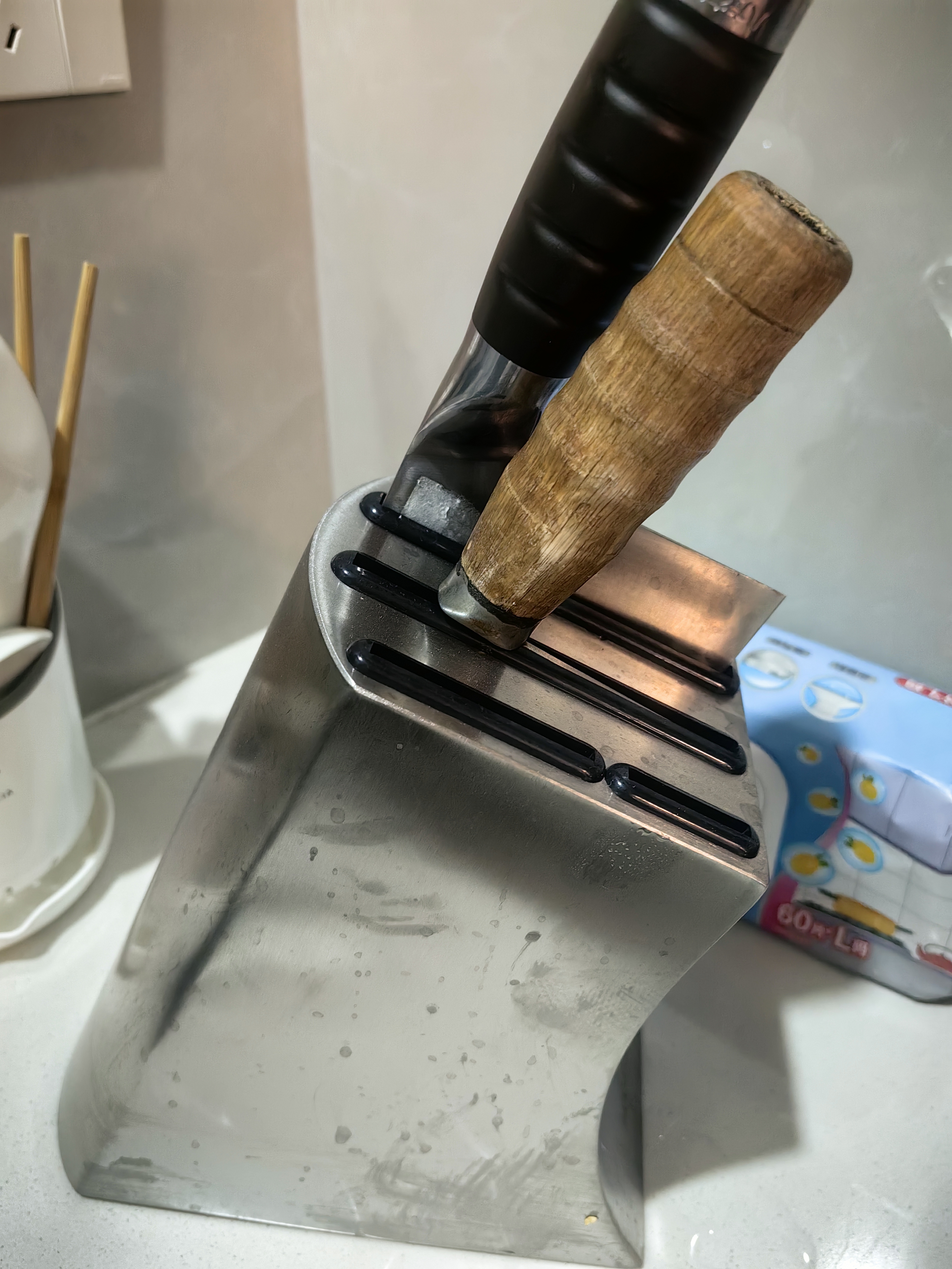 美厨（MAXCOOK）不锈钢刀架刀座 厨房刀具置物架菜刀收纳6个刀槽 加厚加大MCD7019 实拍图