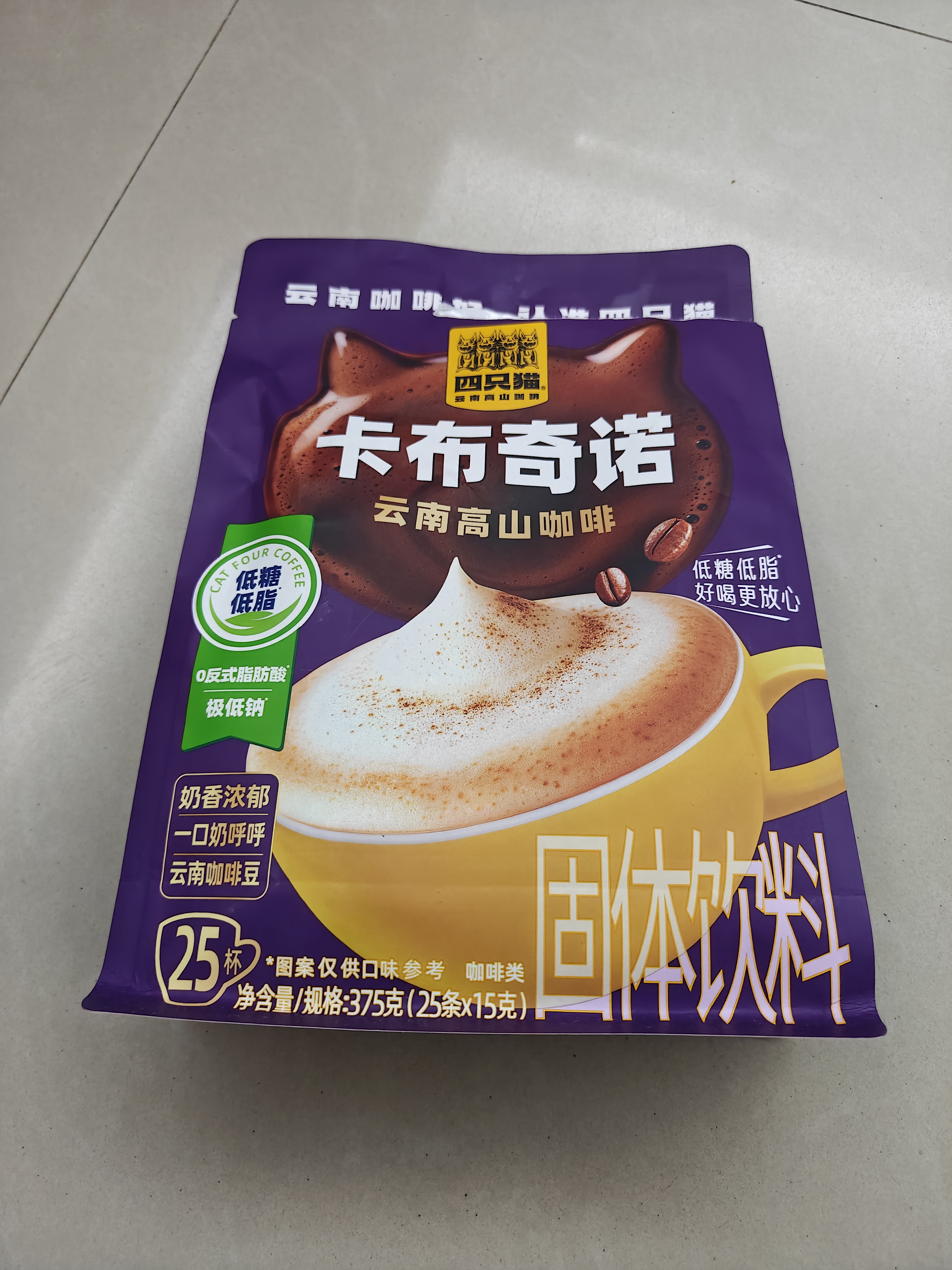 四只猫咖啡蓝山卡布50条 0植脂末 速溶咖啡粉 三合一 冲调饮品 共750g 实拍图