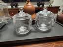 原矿水晶石头杯水晶杯玉石茶杯高档水杯轻奢玻璃杯原石手工带盖 透明【水晶玻璃】377ml2只 实拍图