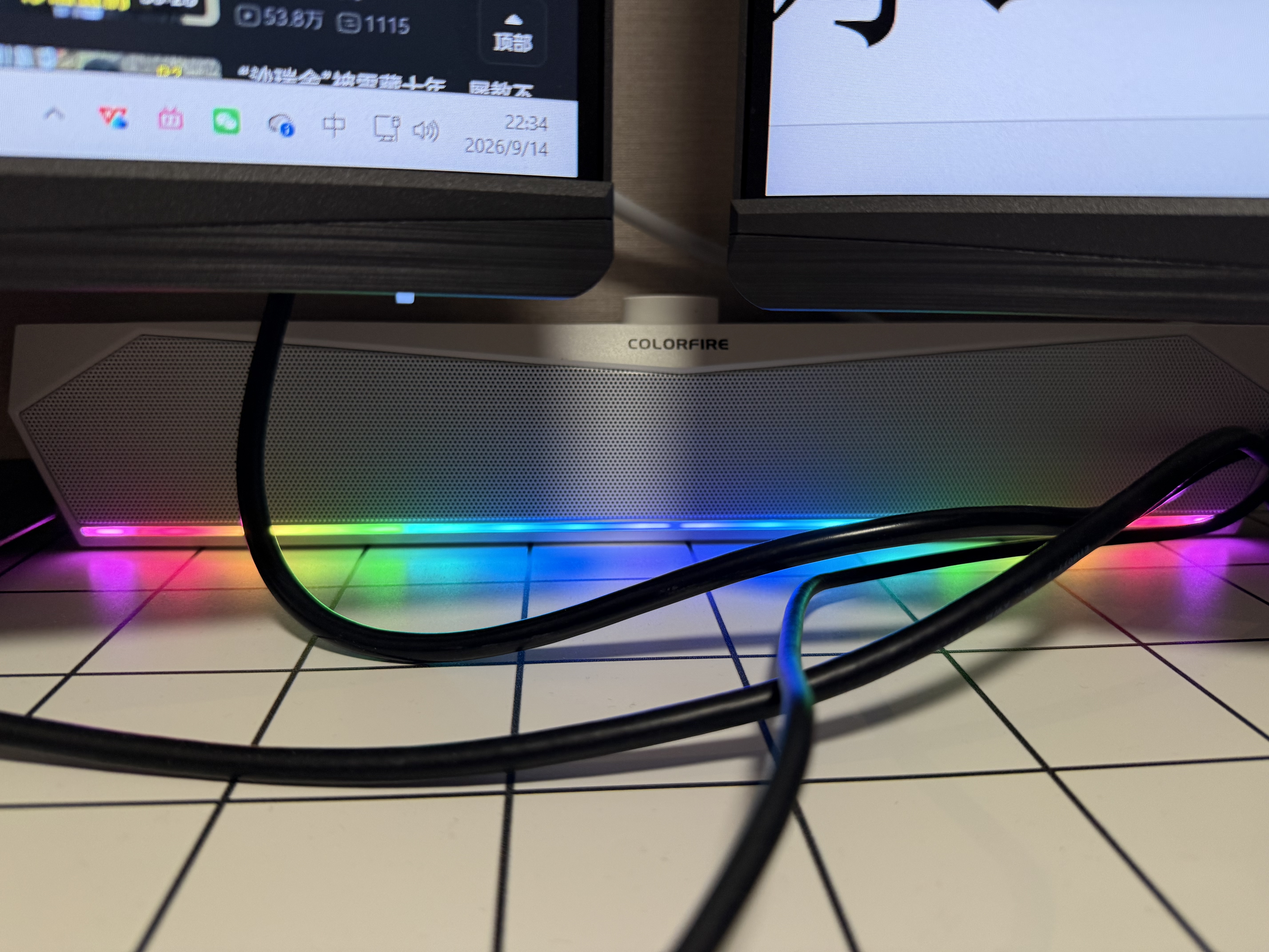 COLORFIRE七彩虹蓝牙5.3电脑音响音箱桌面电竞游戏RGB灯效台式机笔记本主机usb超重低音炮圣诞礼物CF100白色 实拍图