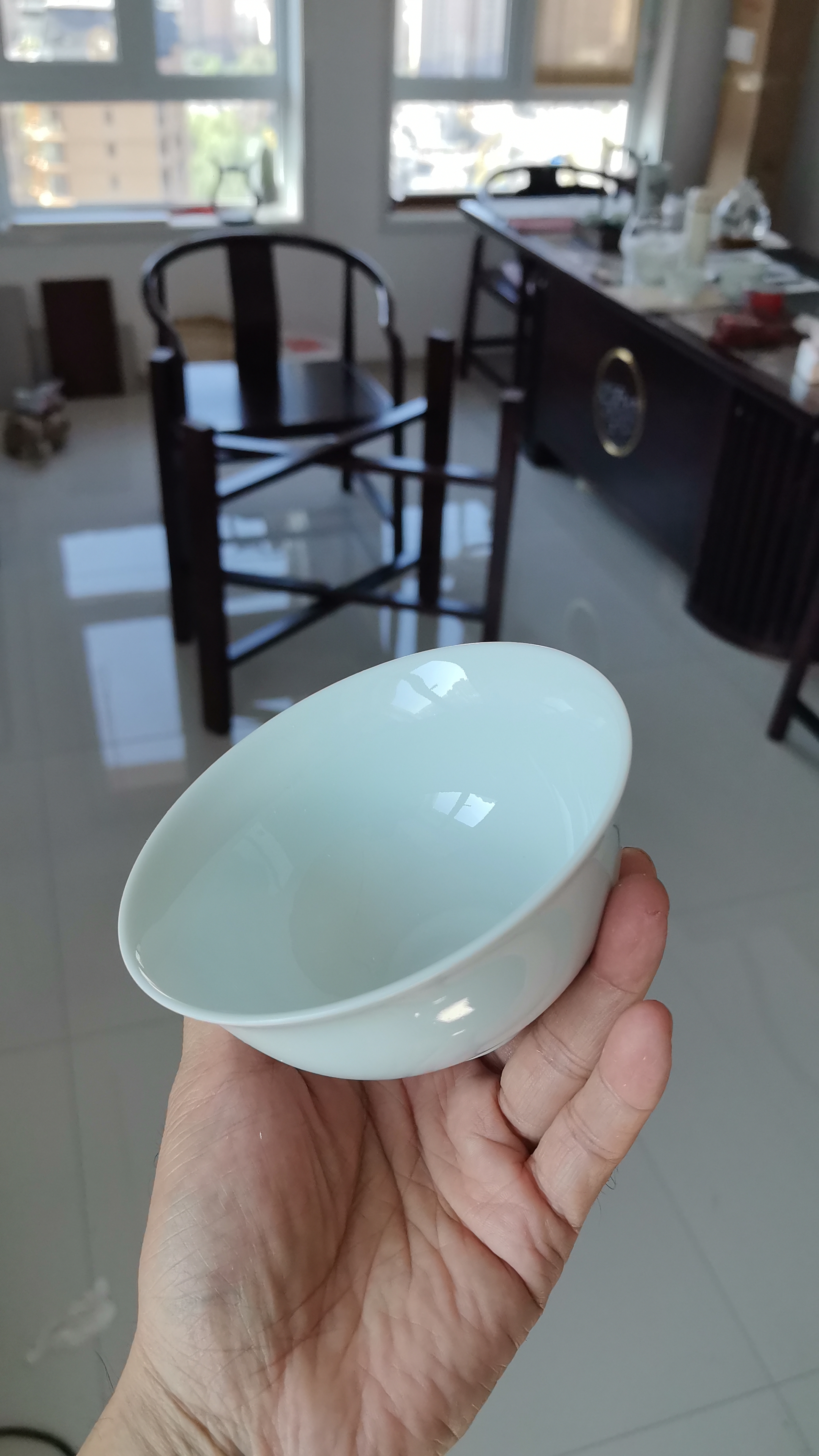 陶相惠景德镇青瓷高温釉下彩高脚碗米饭碗4只装陶瓷4.5英寸汤碗米饭碗 实拍图