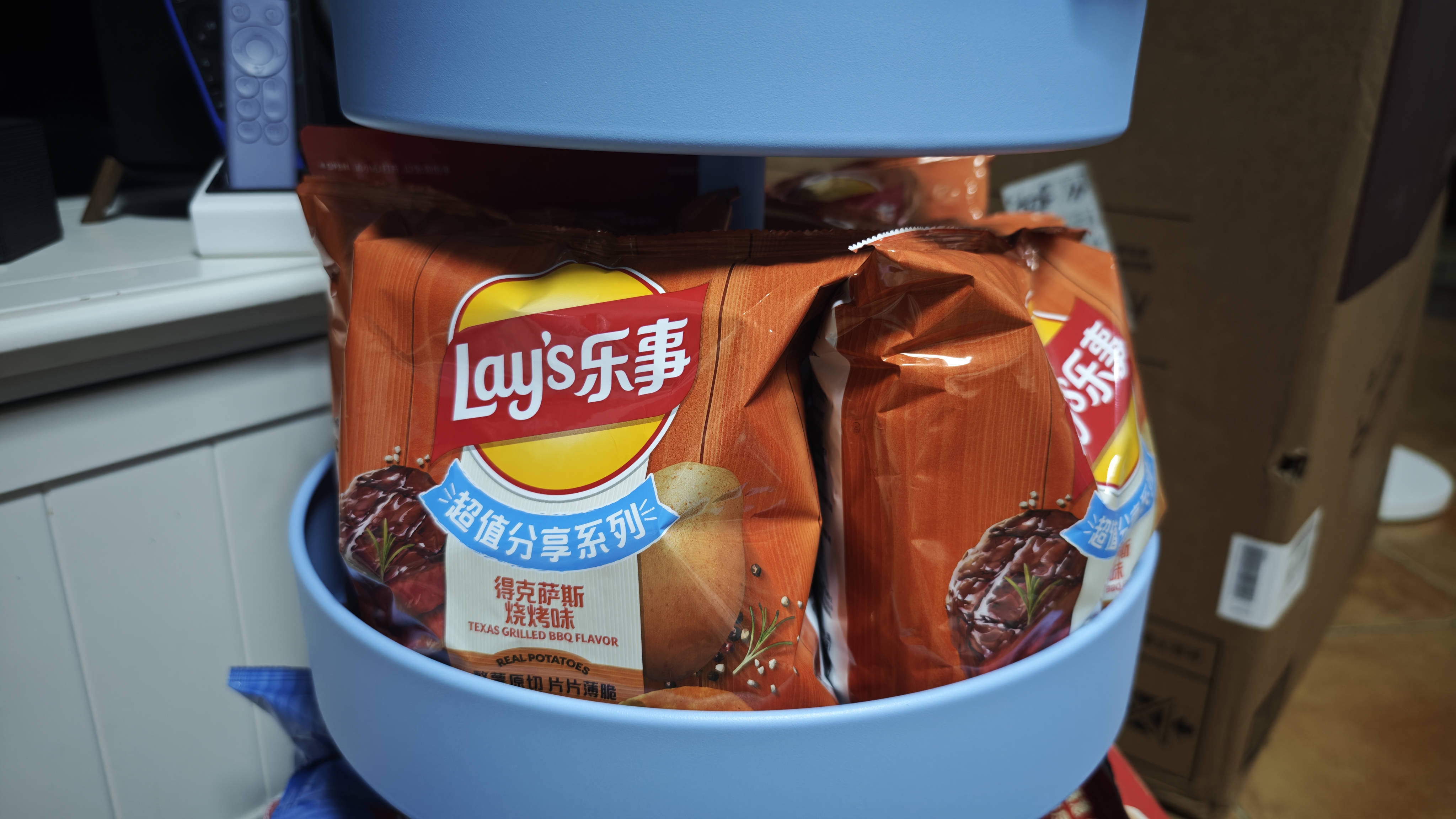 乐事（Lay's）薯片 得克萨斯烧烤味 135克*7包 休闲零食 膨化食品 实拍图