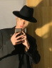 伊蒂格世品牌轻奢男士礼帽2023冬季新款英伦风羊毛呢加厚保暖帽子 黑色 L均码（54-58cm） 晒单实拍图