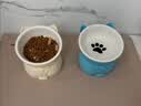 憨憨乐园猫碗陶瓷猫粮双碗斜口狗碗狗盆狗粮宠物幼猫咪吃饭食盆喝水喂食 实拍图